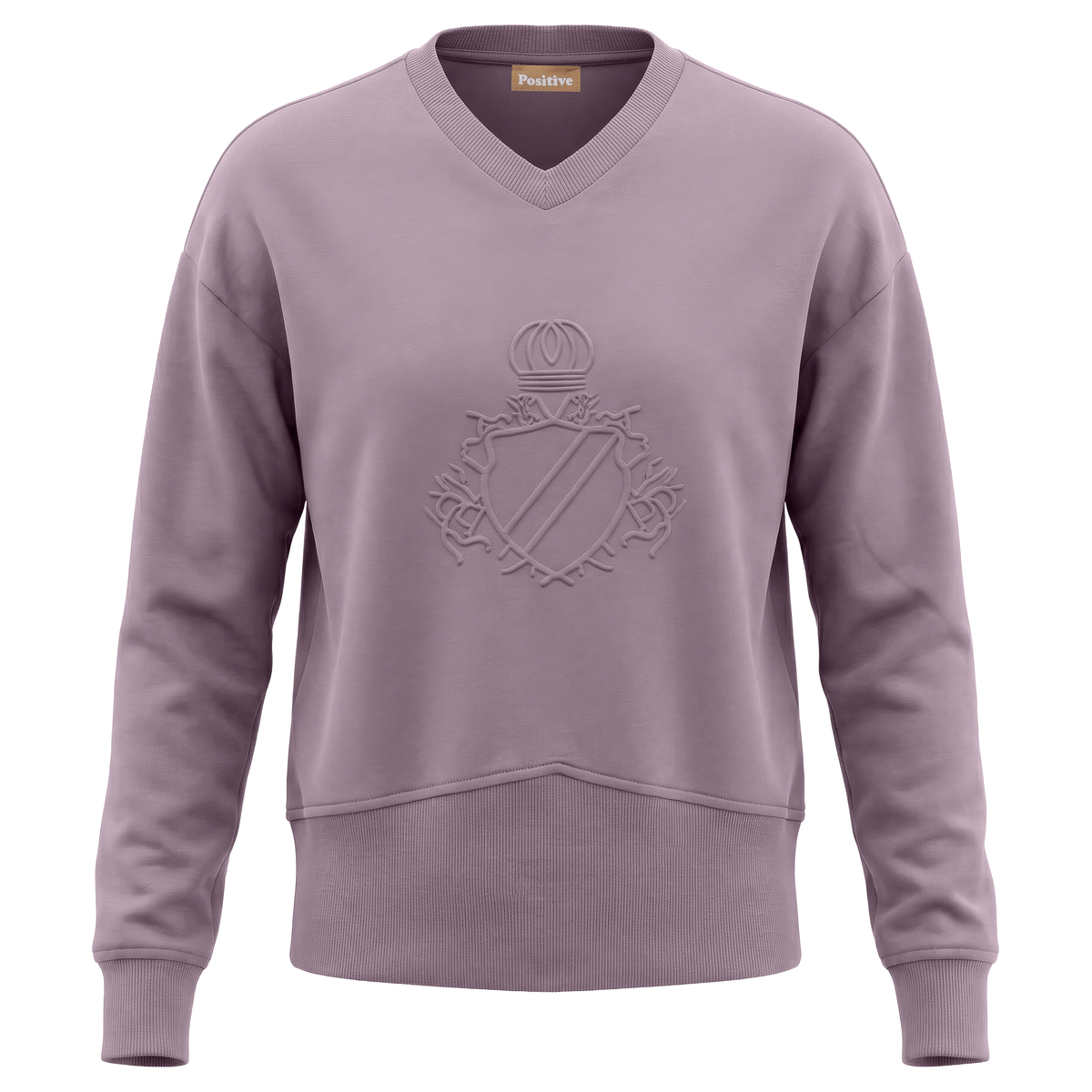 V Neck Sweatshirt Rib Combo in Light Plum by Positive