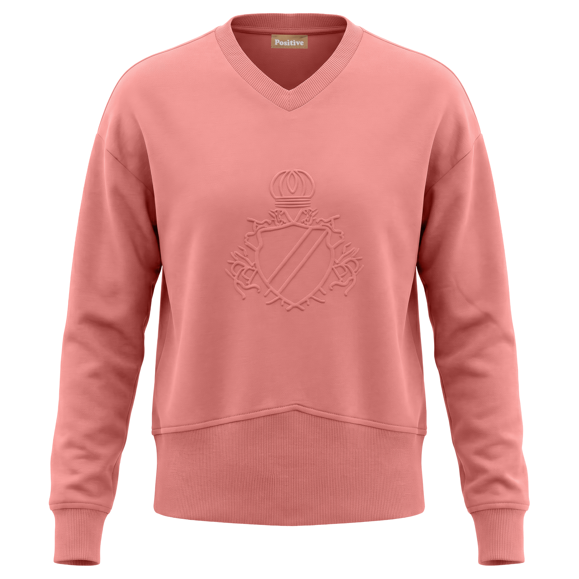 V Neck Sweatshirt Rib Combo in Mauve by Positive