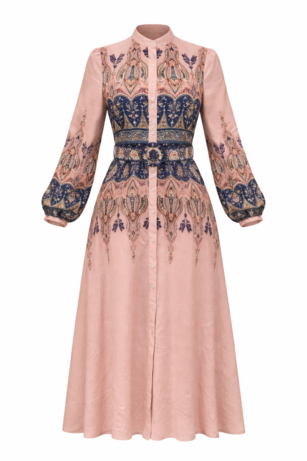 Midi Cotton Printed Dress in Mauve Print by Birt UK