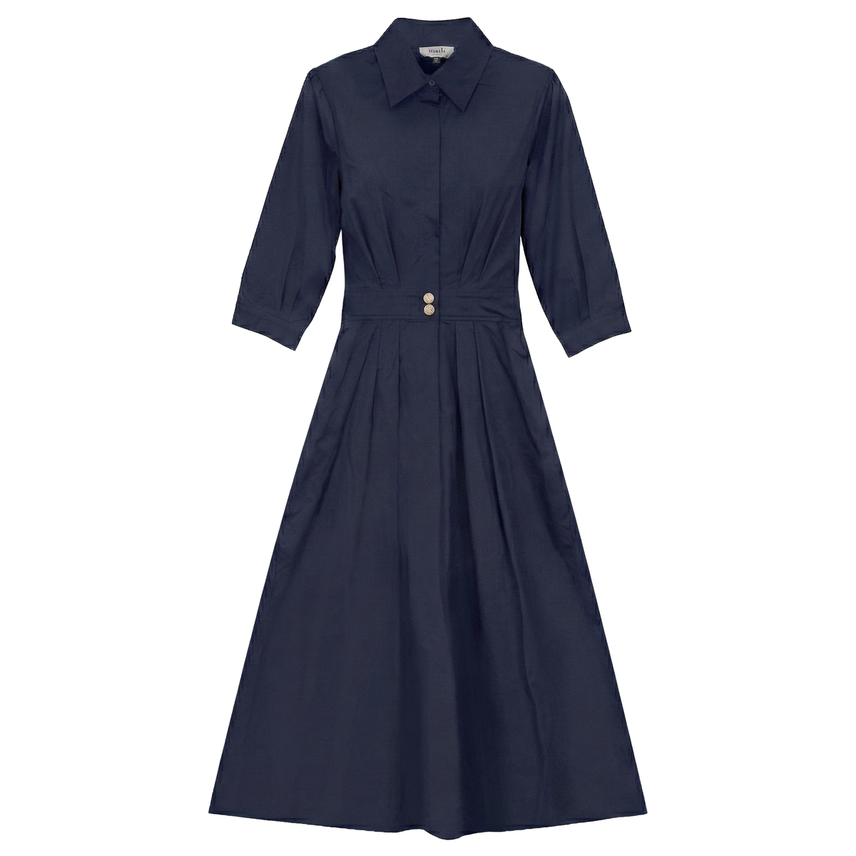 Midi Wrap Dress in Dark Navy by Midi