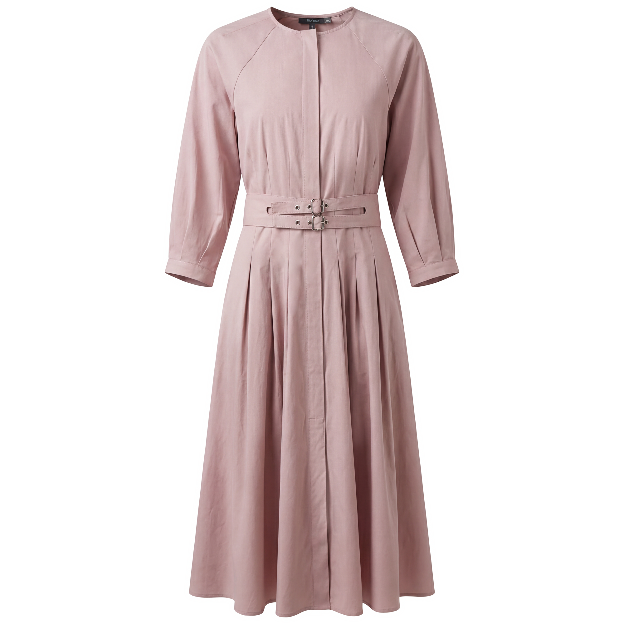 Midi Double Belt Dress in Dusty Pink by MiuMax