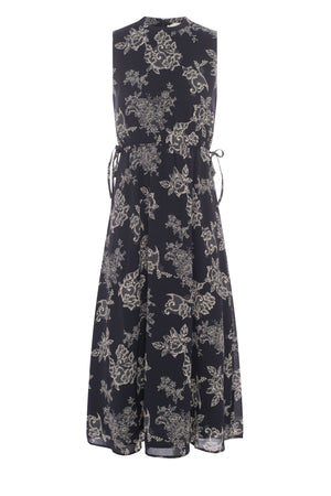 Floral Chiffon Bungee Jumper in Navy Print by Coco de la Mour