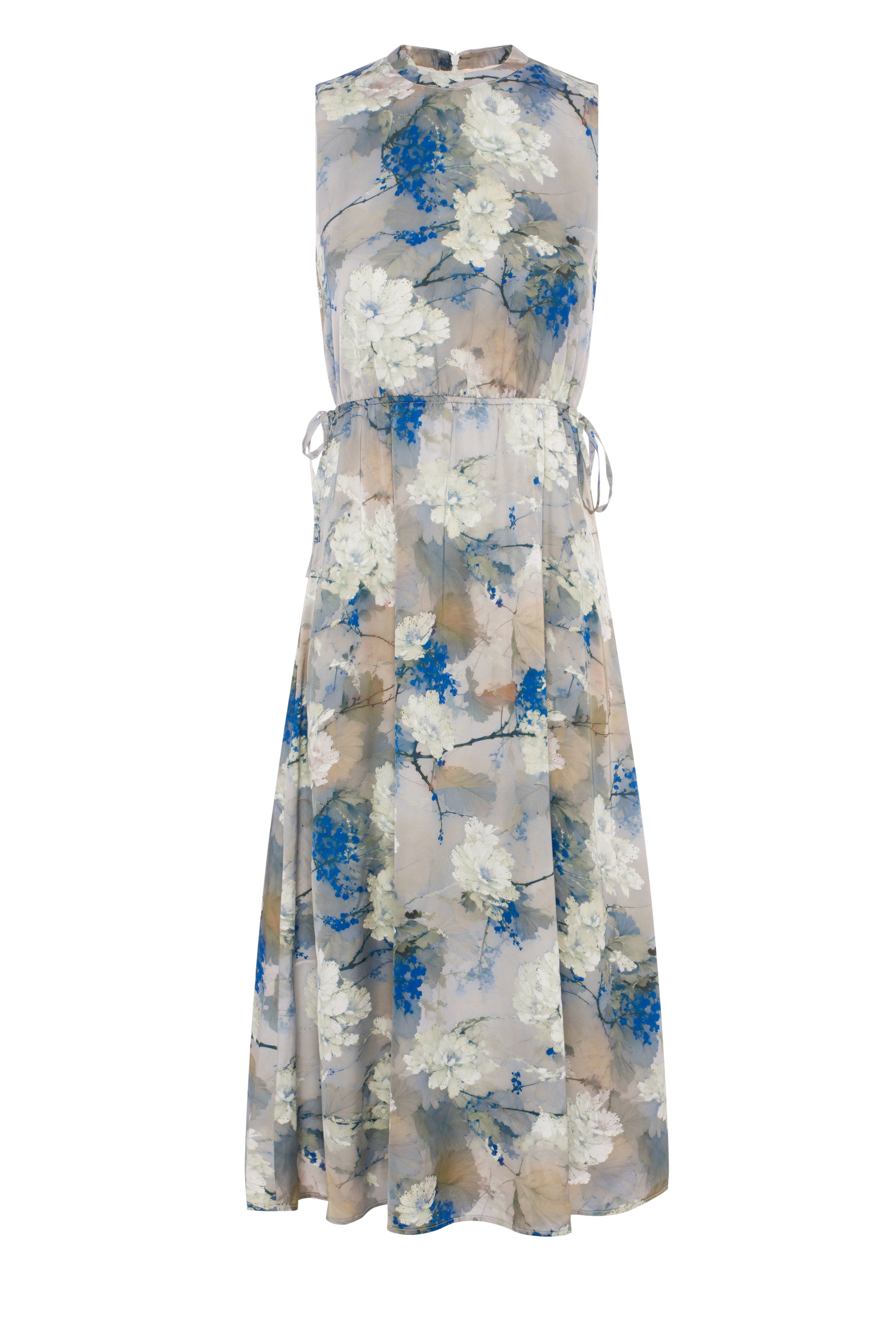 Floral Chiffon Bungee Jumper in Silver Print by Coco de la Mour