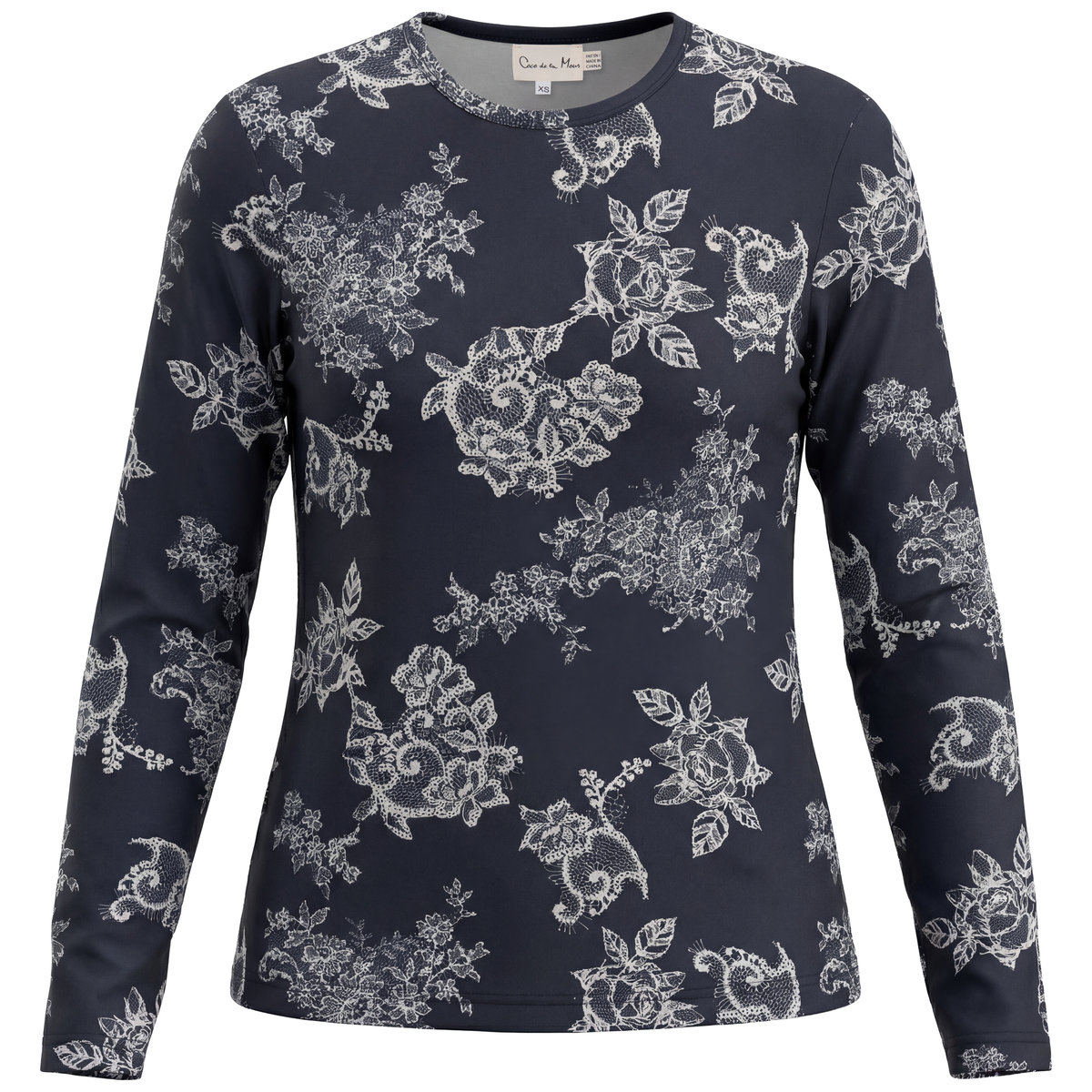 Printed Tee in Navy Print by Coco de la Mour