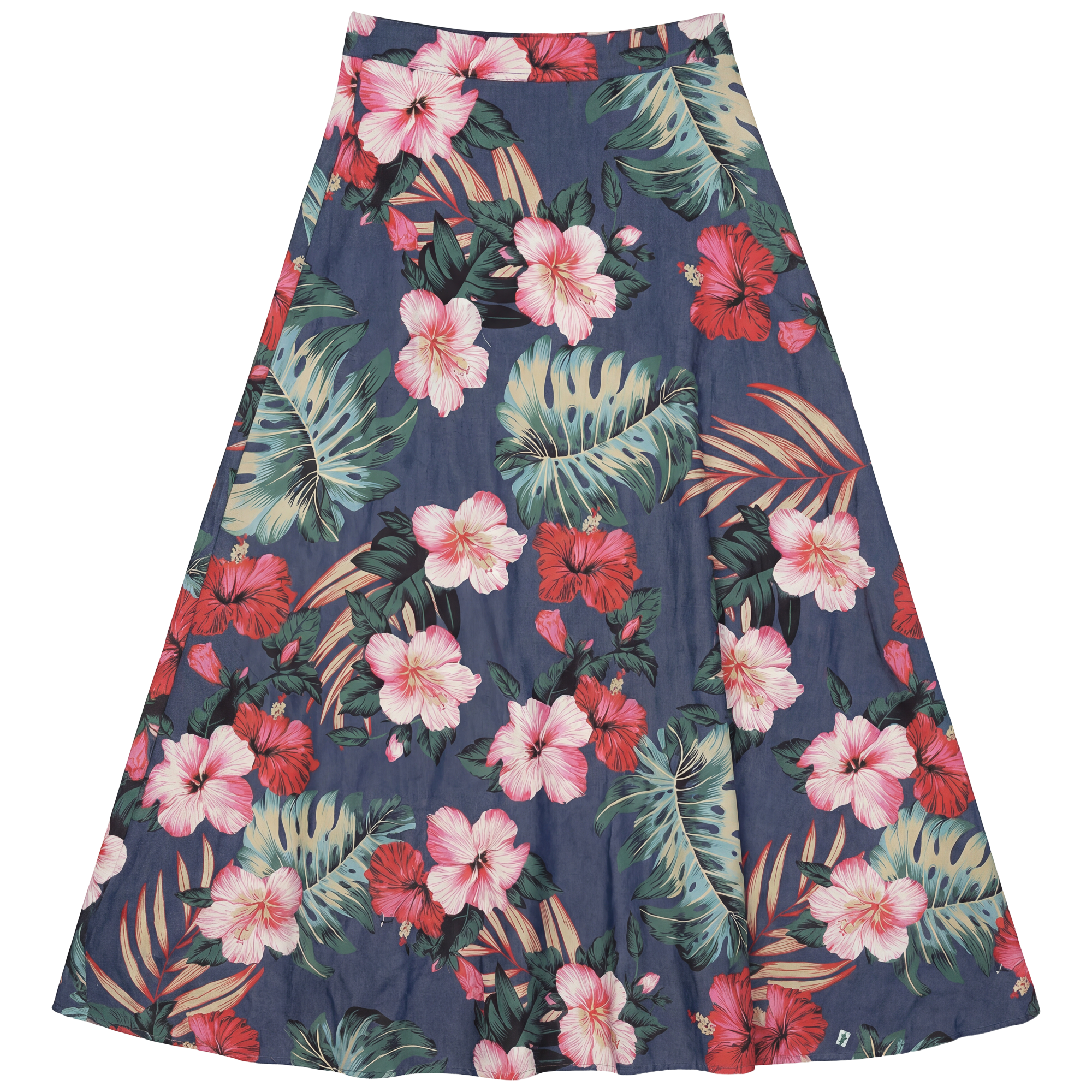 Denim Floral Midi Skirt in Denim Floral by Midi