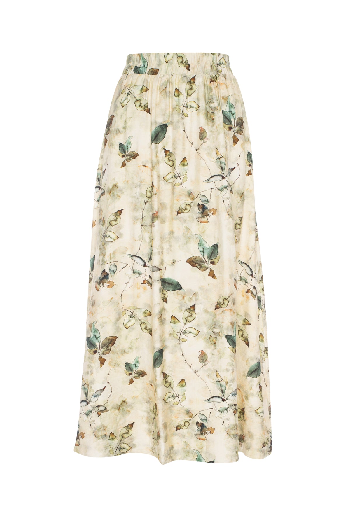 Linen Printed Skirt in Beige Print by Vivid