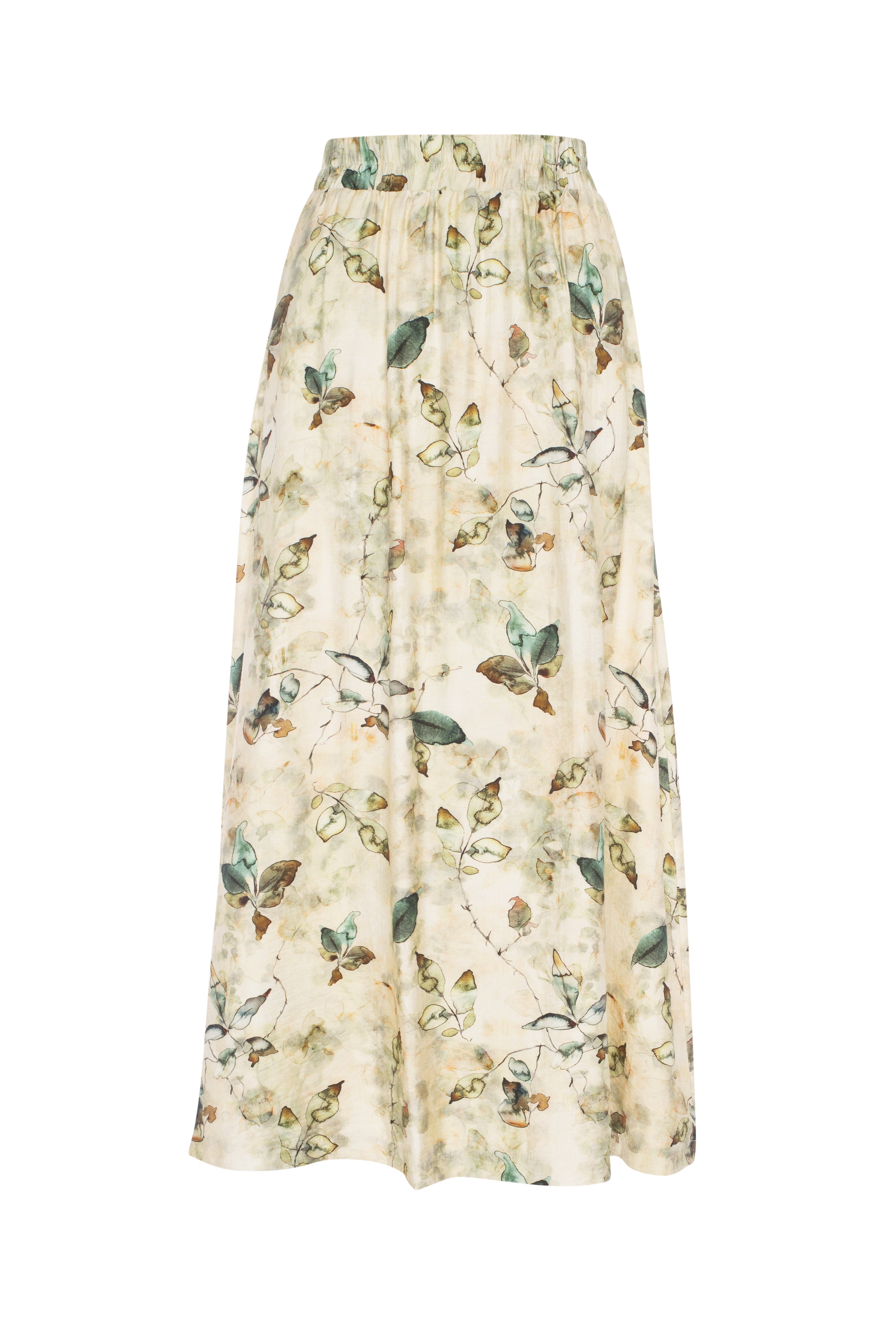 Linen Printed Skirt in Beige Print by Vivid