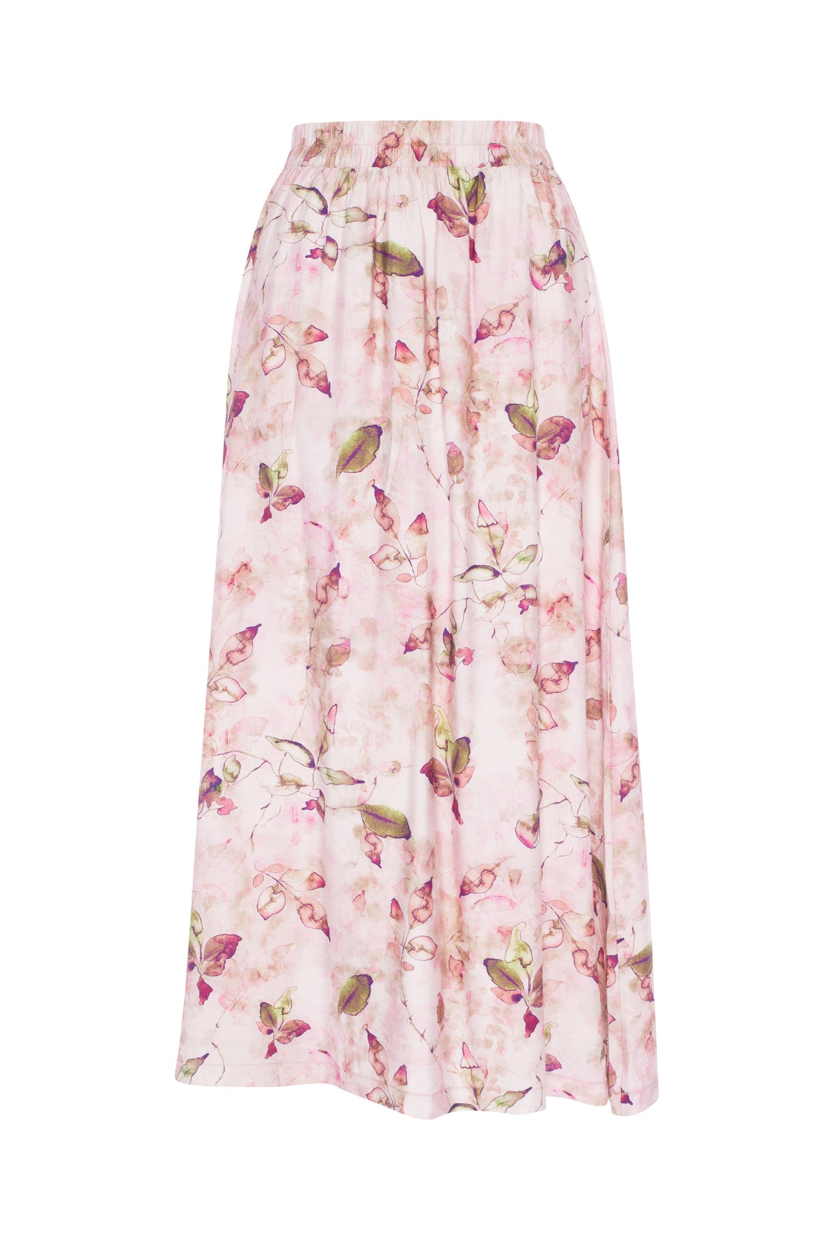 Linen Printed Skirt in Pink Print by Vivid