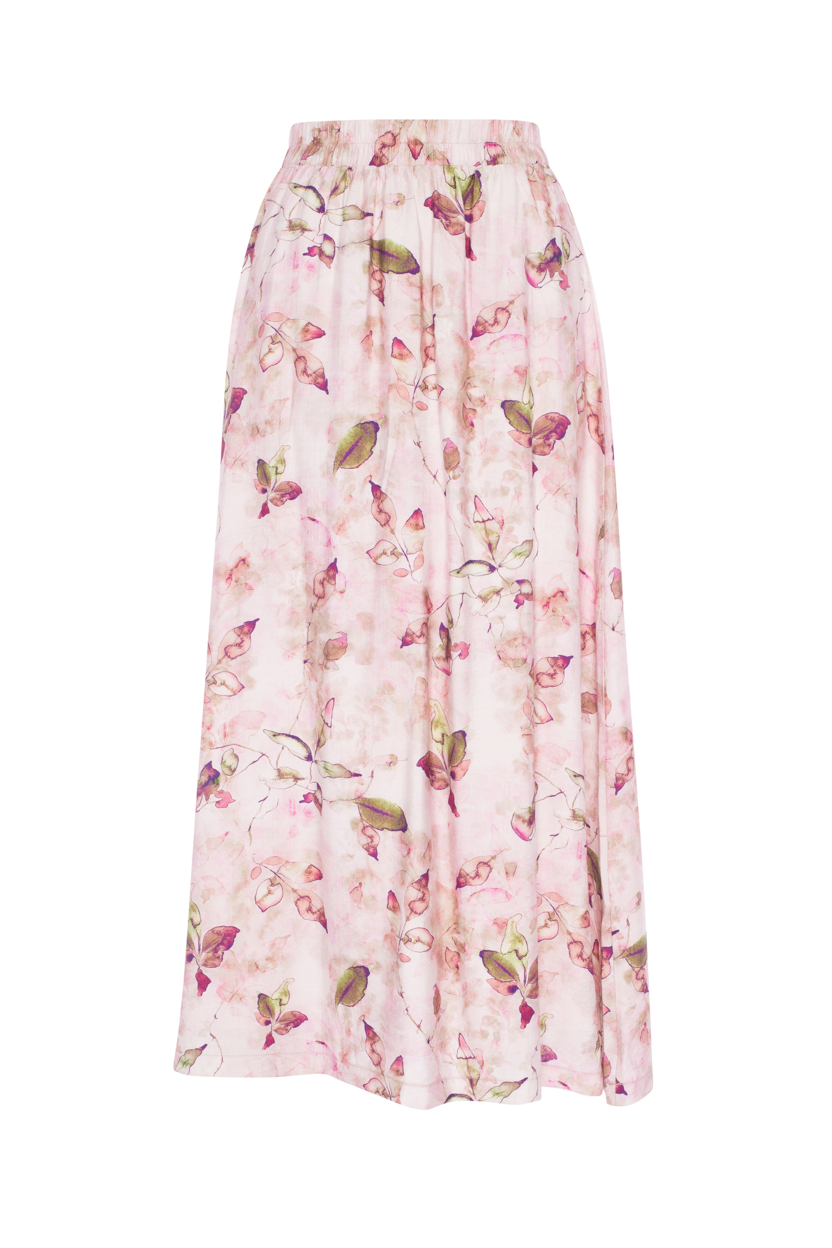 Linen Printed Skirt in Pink Print by Vivid