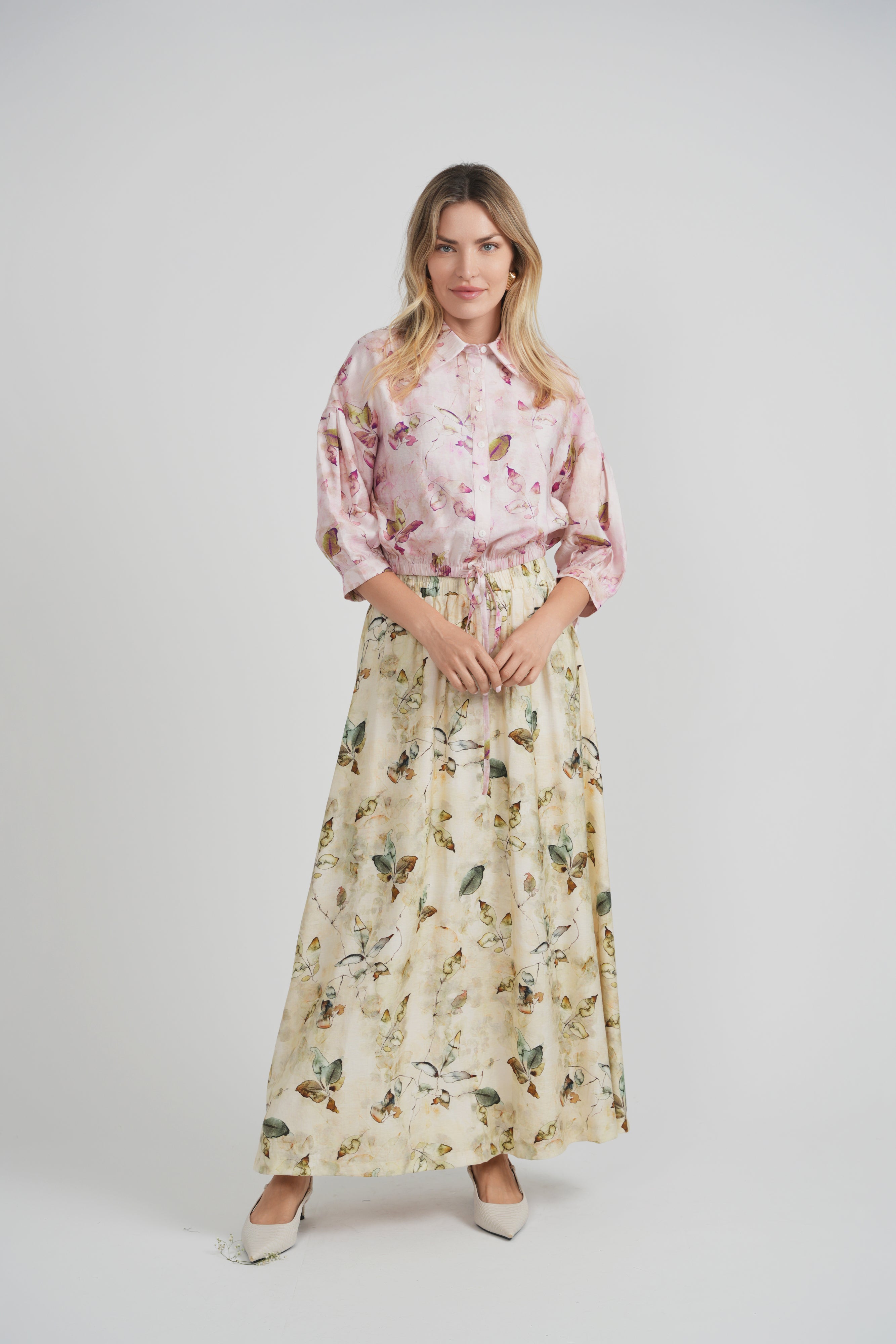 Linen Printed Skirt in by Vivid