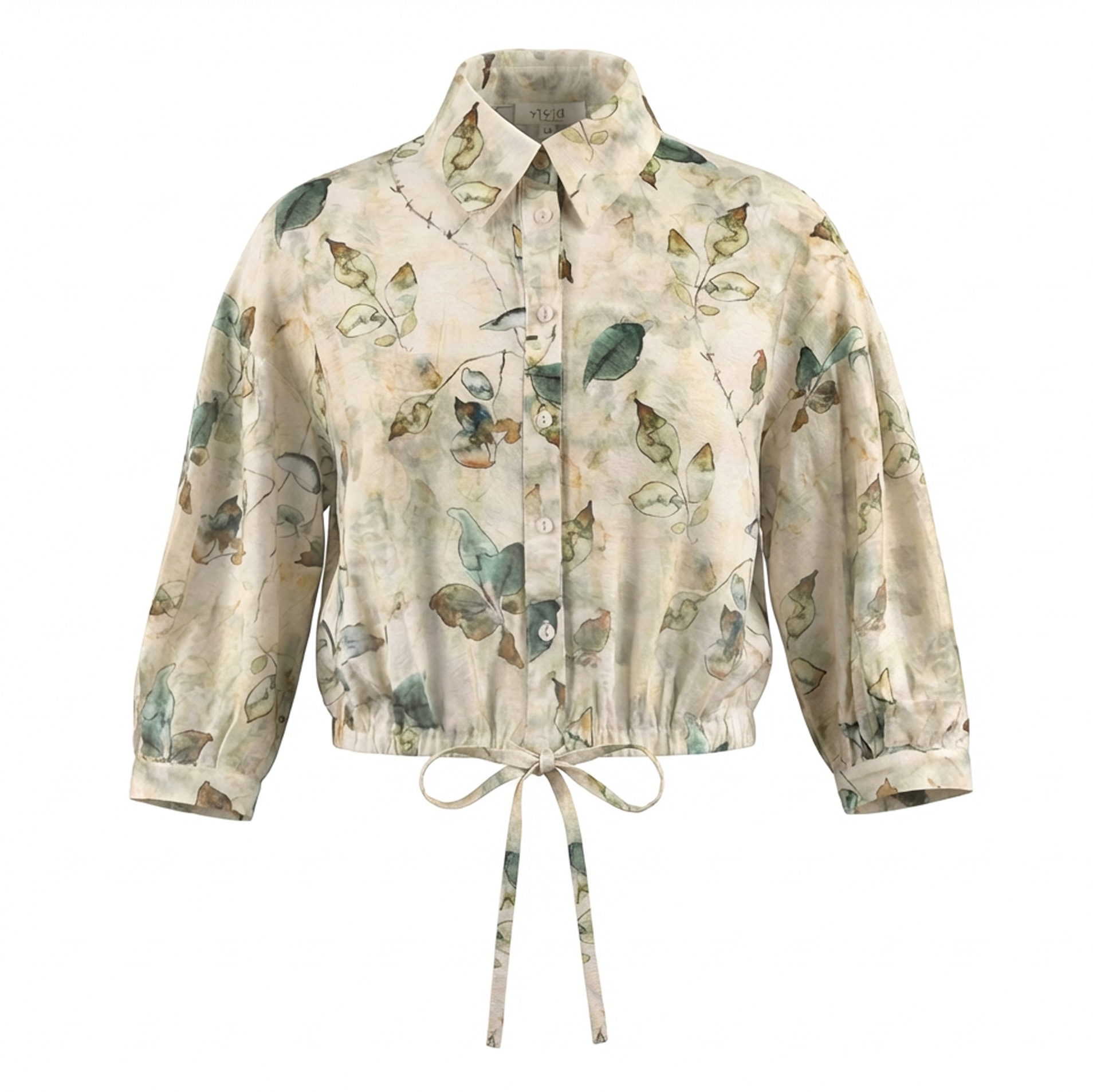 Linen Printed Blouse in Beige Print by Vivid