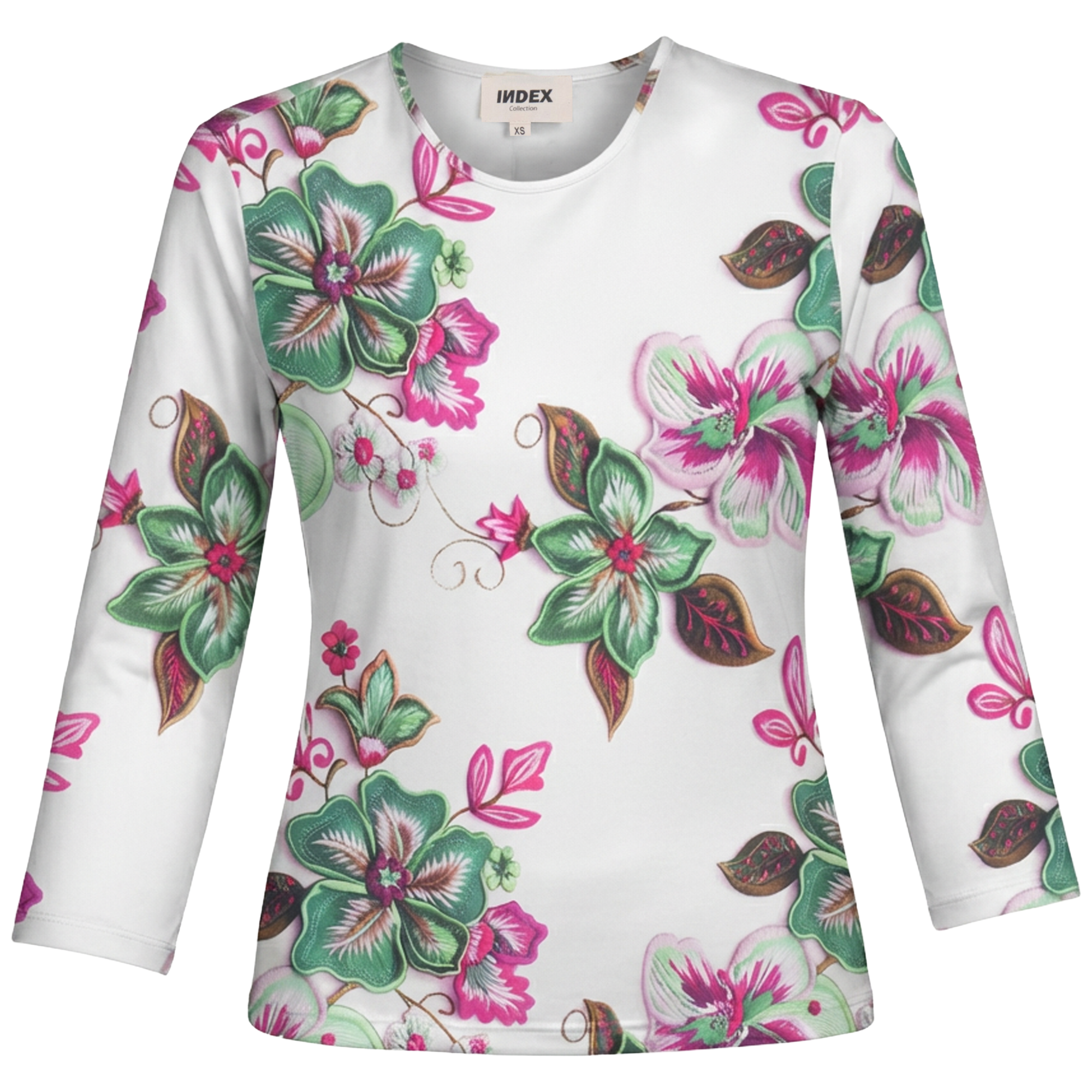 Printed Cotton Tee in Pink White by Index