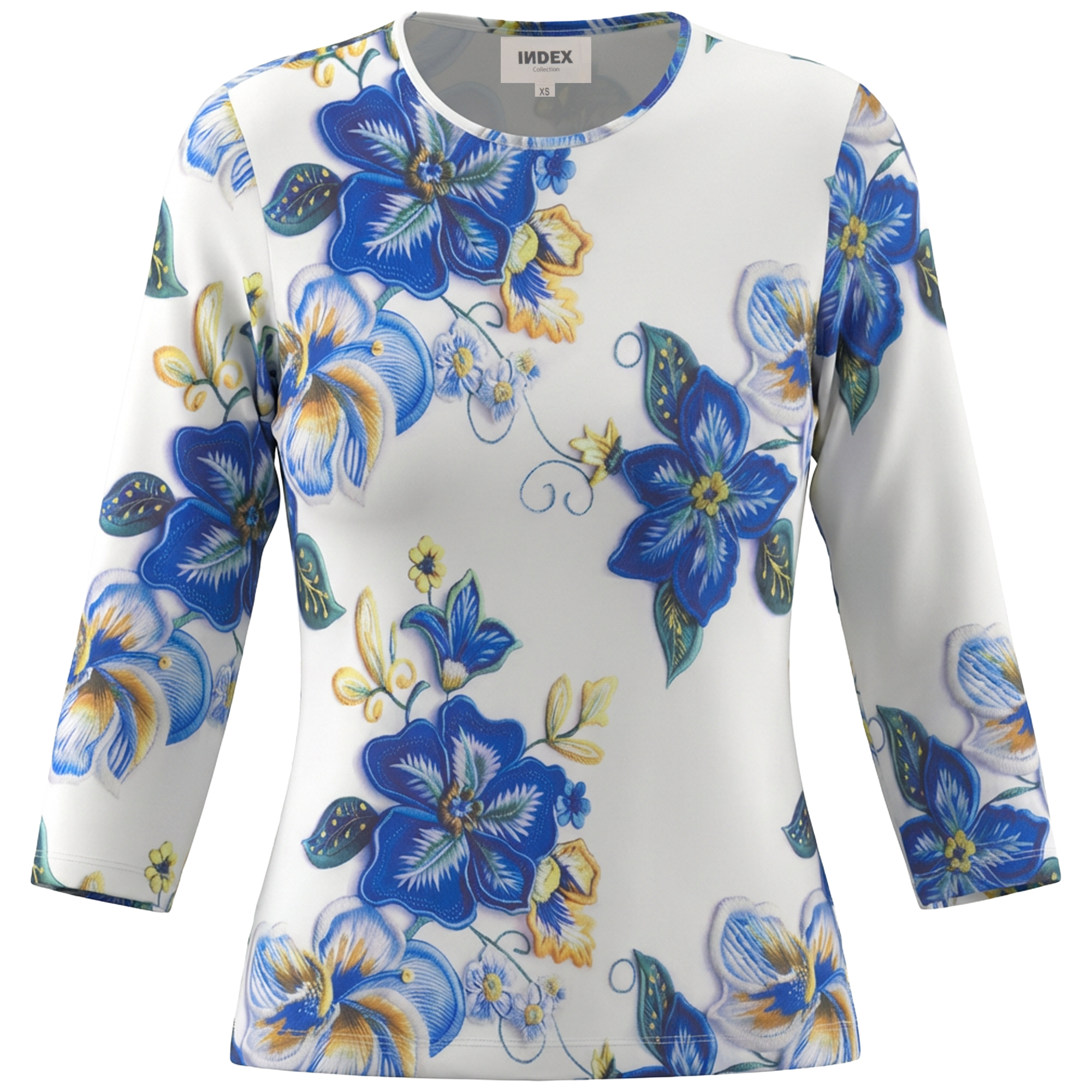 Printed Cotton Tee in Sapphire White by Index