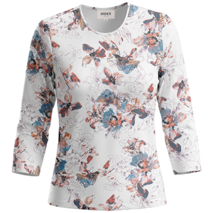 Printed Cotton Tee in White Floral by Index