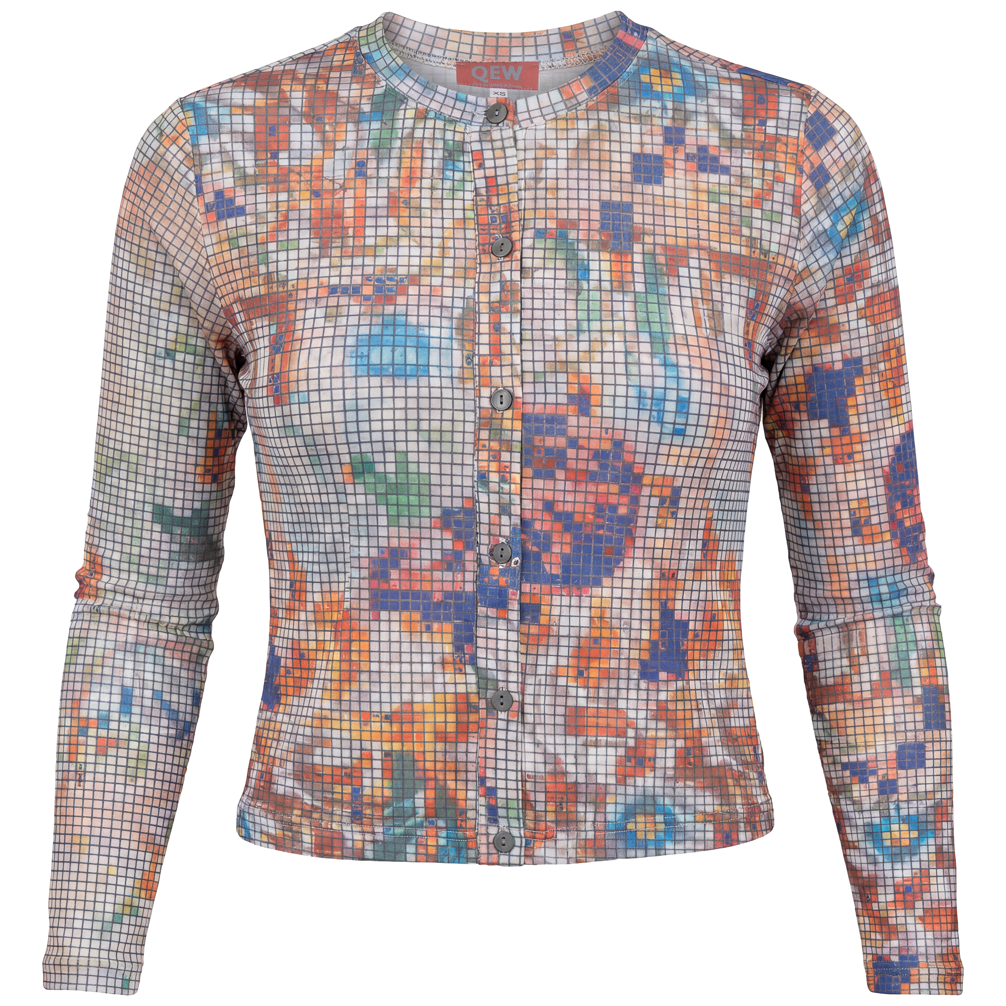 Printed Pique Cardigan in Multi Color by QEW