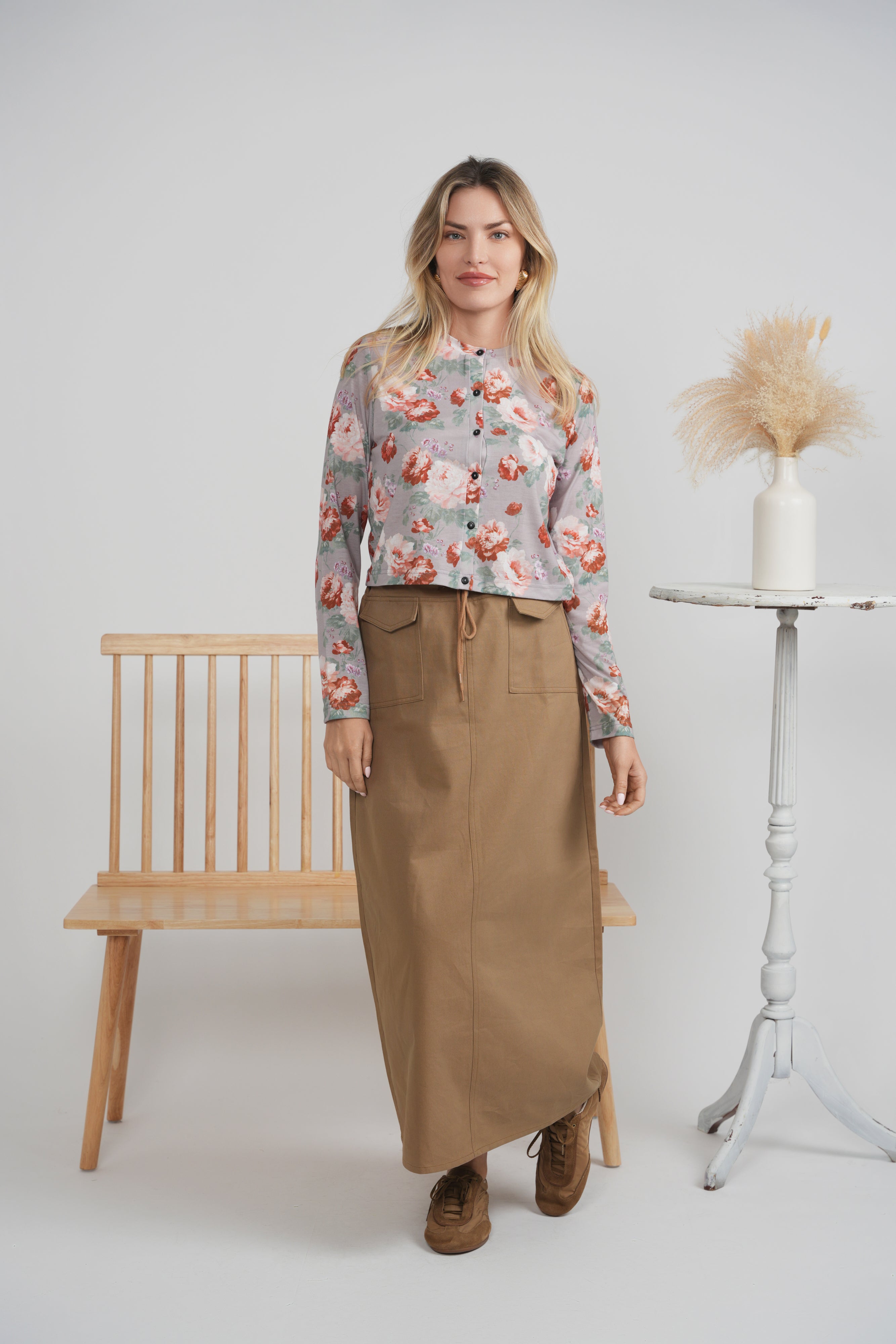 Printed Pique Cardigan in by QEW