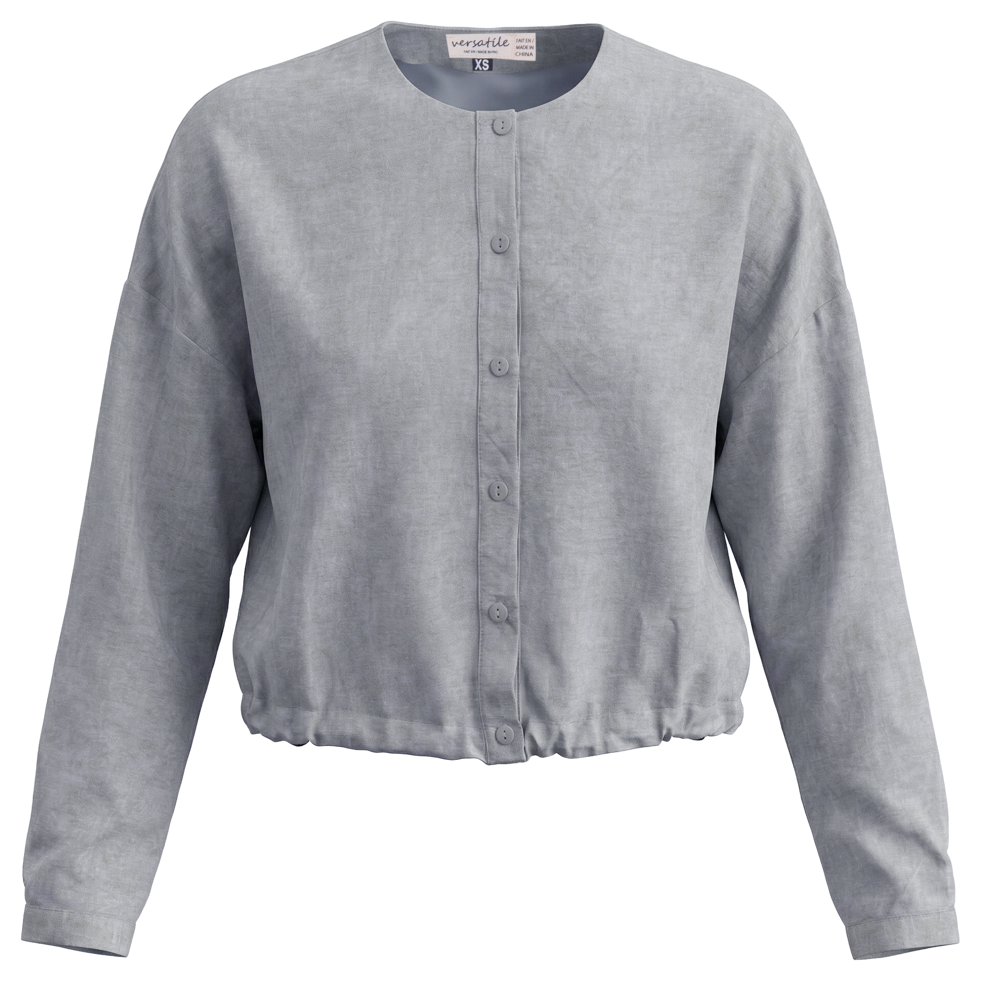 Cotton Linen Cropped Bungee Top in Light Denim by Versatile