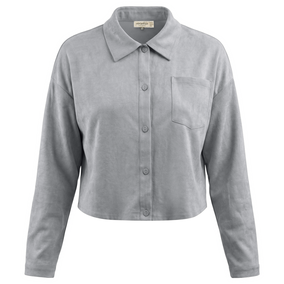 Cotton Linen Cropped Blouse in Light Denim by Versatile
