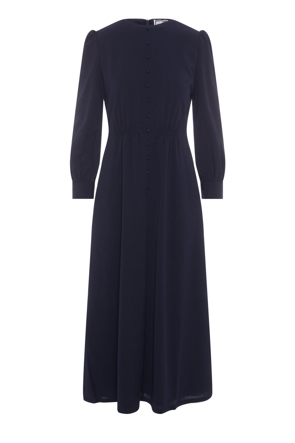 Linen Midi Button Dress in Navy by Milan Italy
