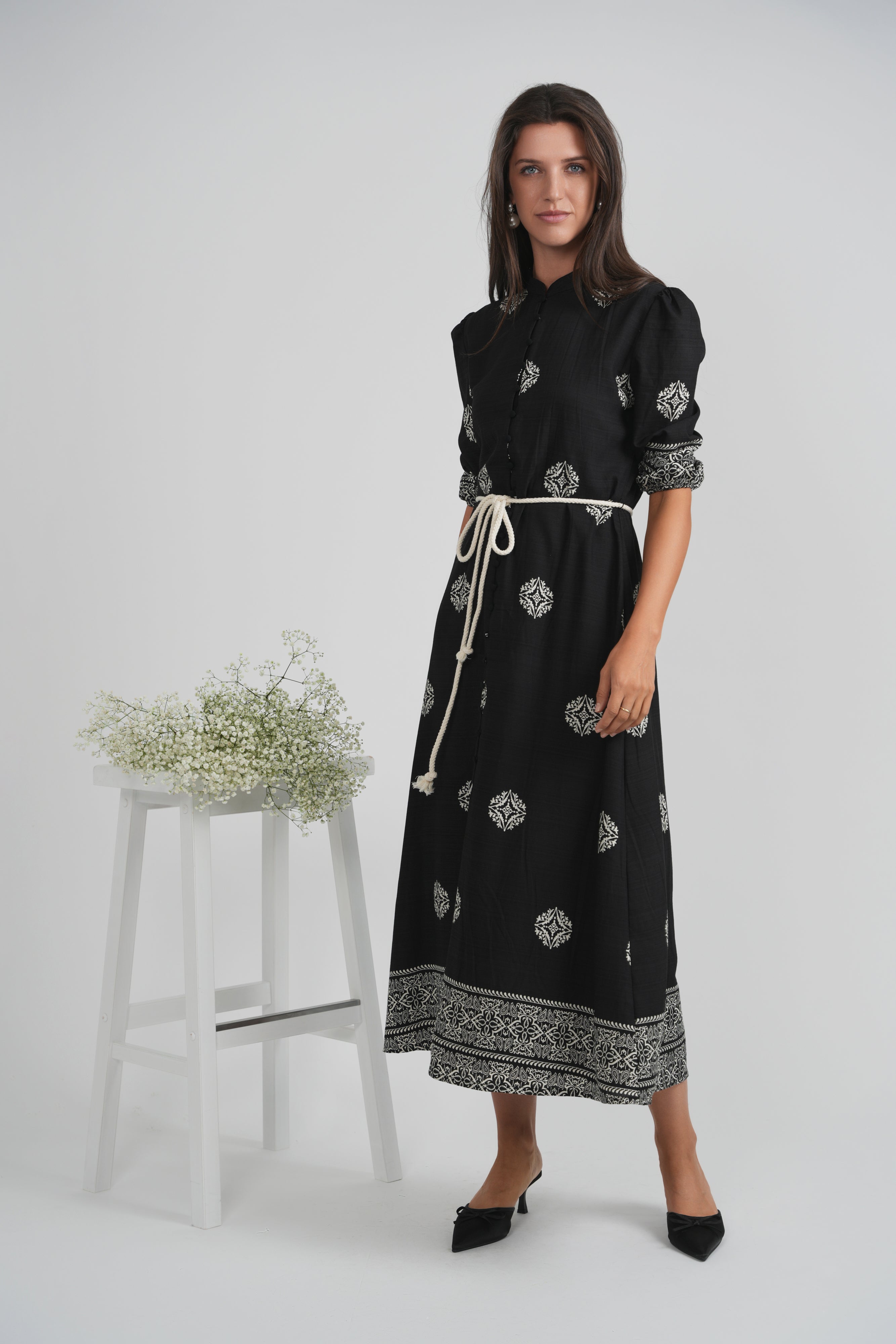 Printed Linen Maxi Dress in by Coco de la Mour