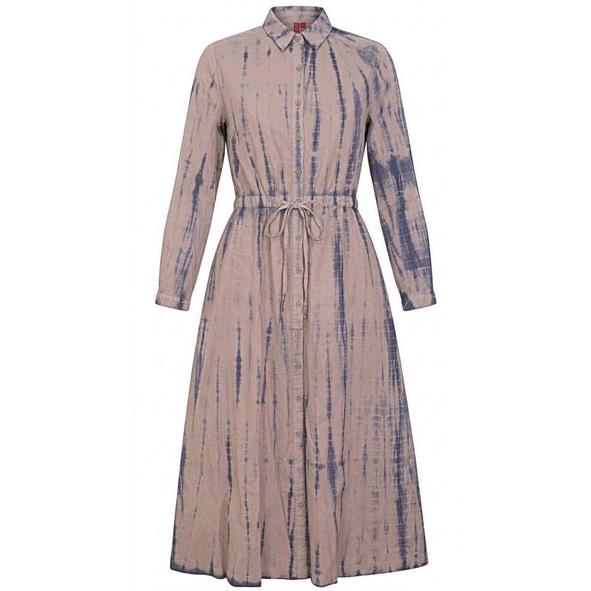 Tie Dye Midi Shirt Dress in Stone by Red Myth