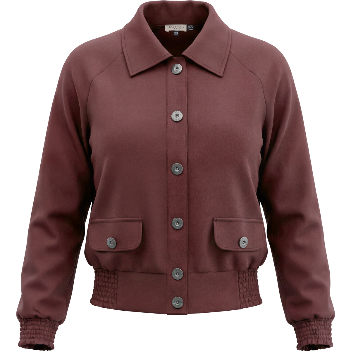 Cropped Cotton Bomber Jacket in Champagne by Faves