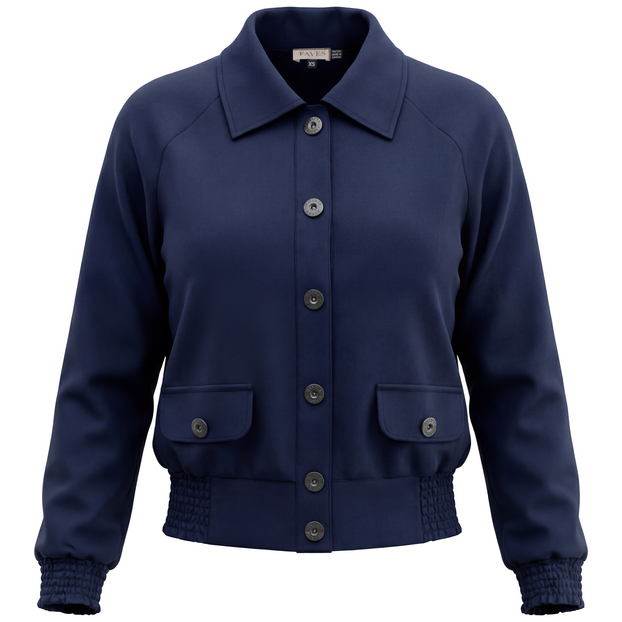 Cropped Cotton Bomber Jacket in Dark Denim by Faves