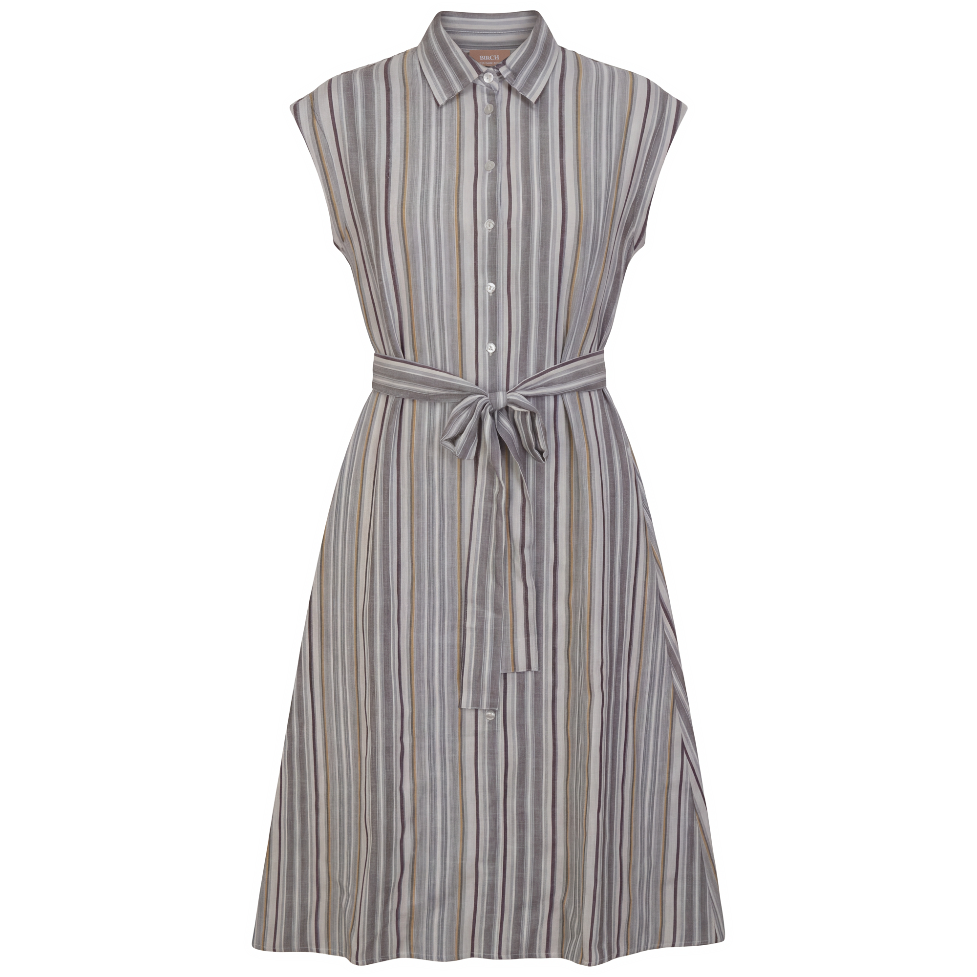 Linen Striped Midi Shirt Jumper in Stone by Birch