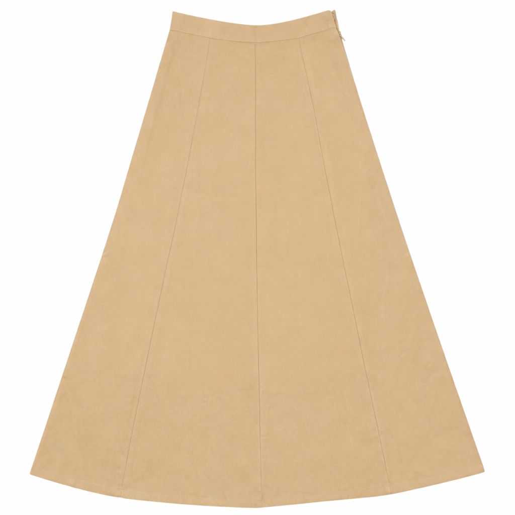 Denim Maxi Trumpet Skirt in Beige by Faves