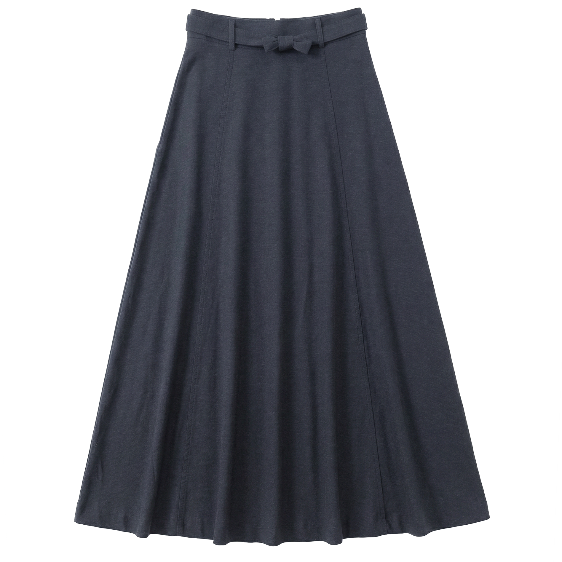 Linen Midi Belt Skirt in Dark Denim by Faves