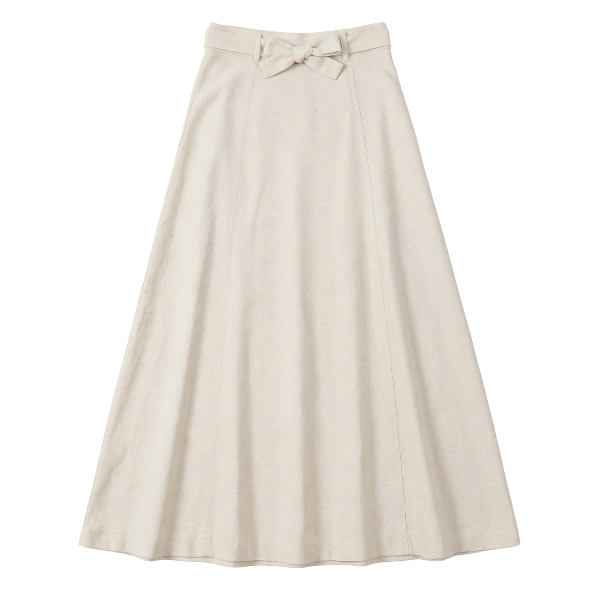 Linen Midi Belt Skirt in Stone by Faves