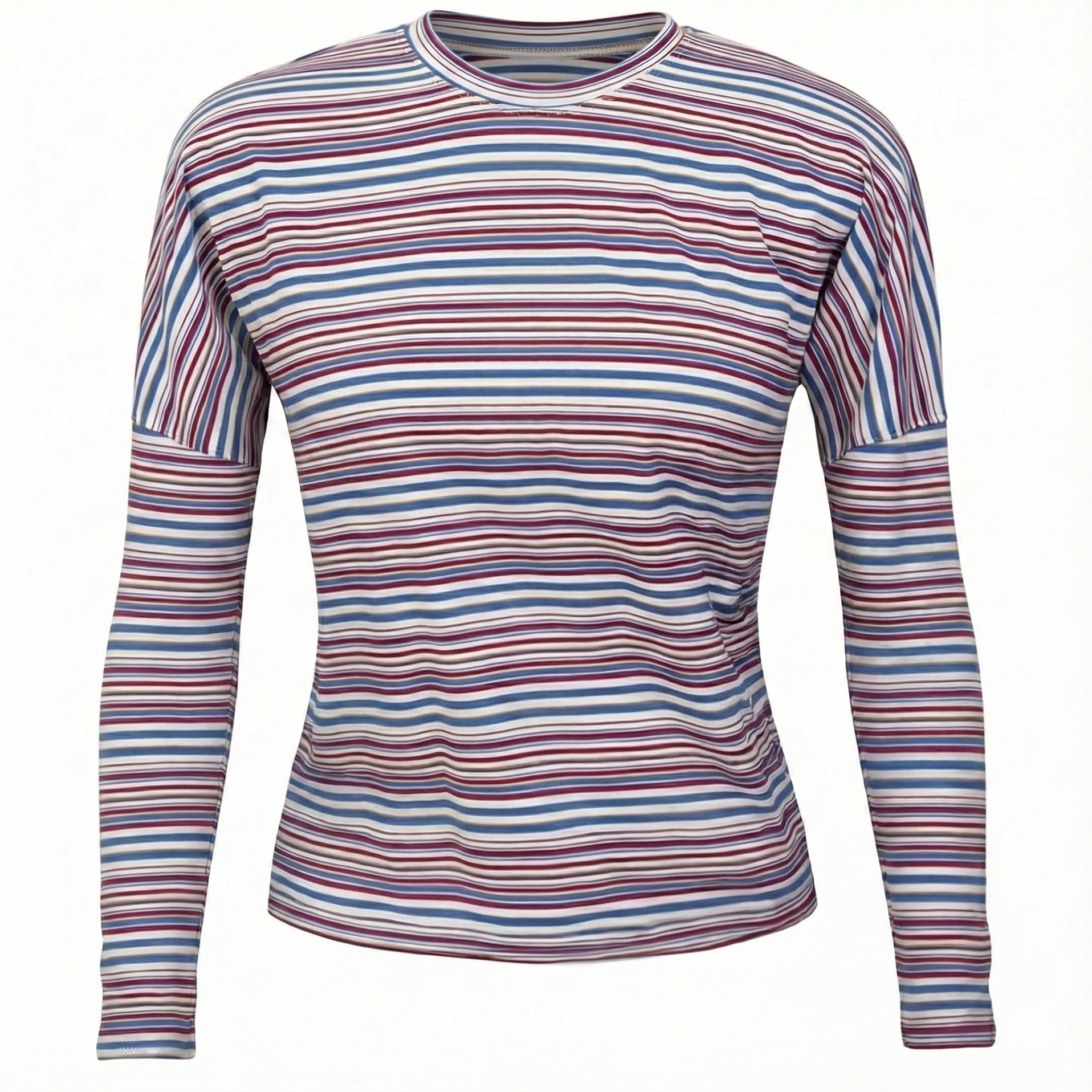 Striped Cotton Dolman Top in Chambray by QEW