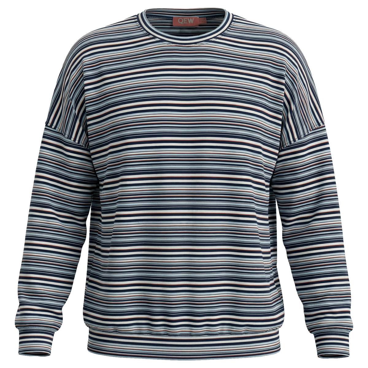 Striped Cotton Dolman Top in Dark Denim by QEW