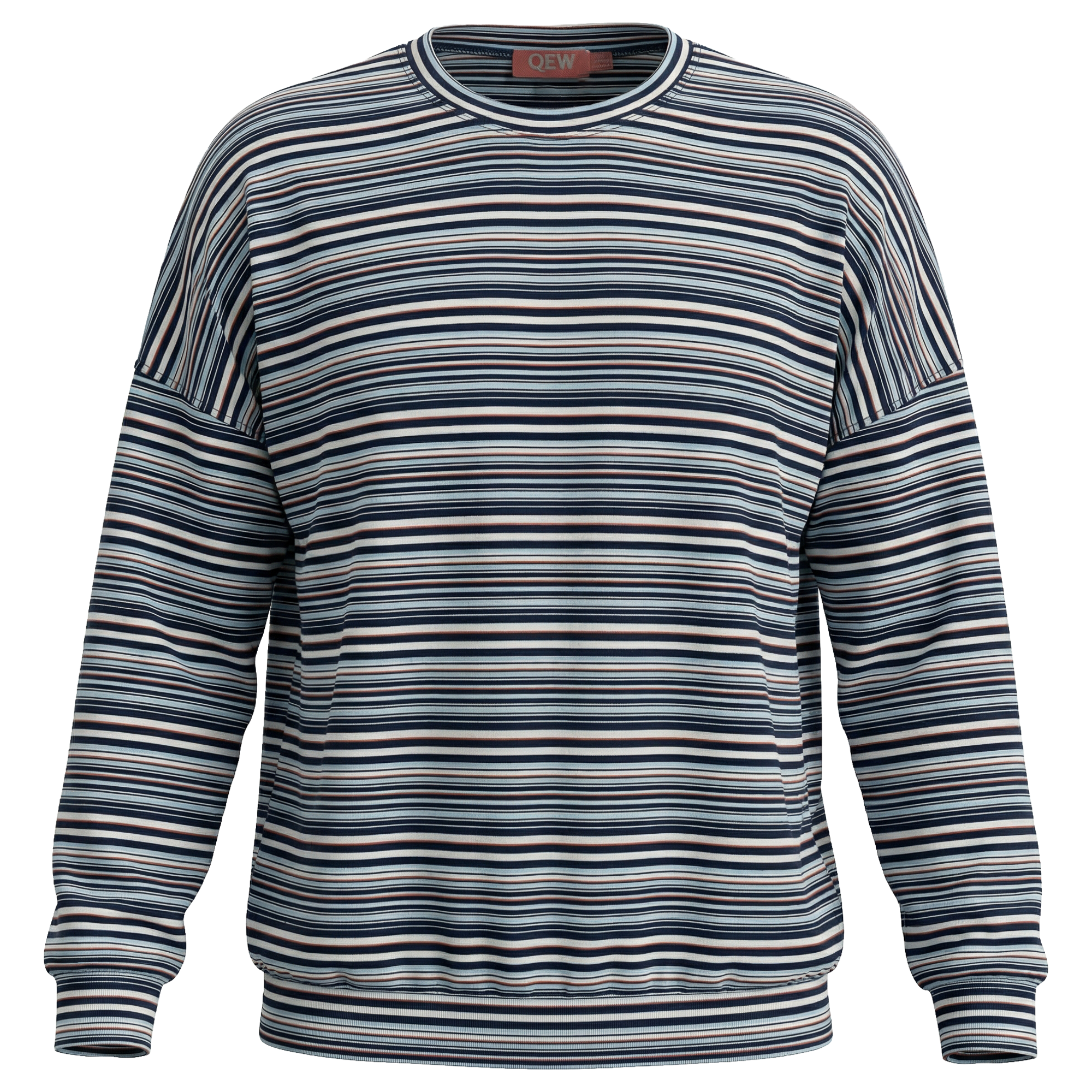 Striped Cotton Dolman Top in Dark Denim by QEW