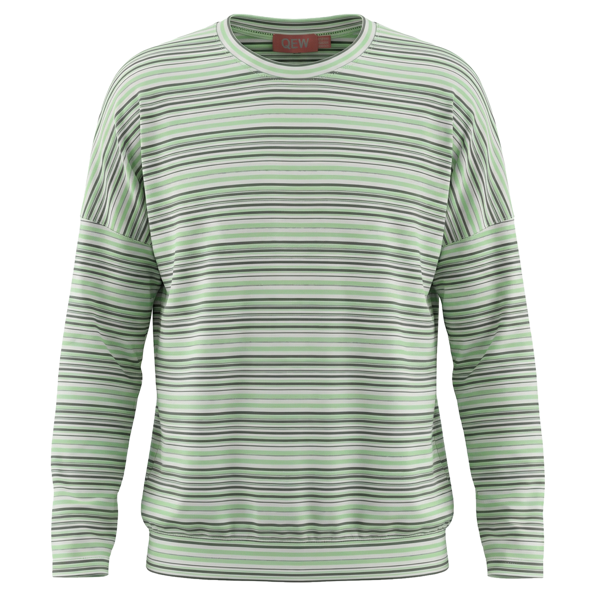 Striped Cotton Dolman Top in Light Green by QEW