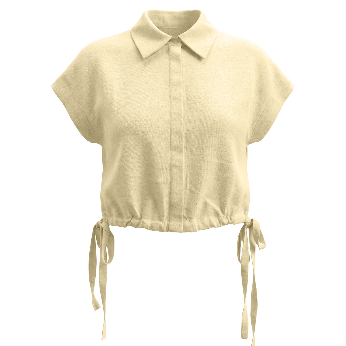 Cropped Linen Vest in Pale Yellow by E.U.X. Exclusive