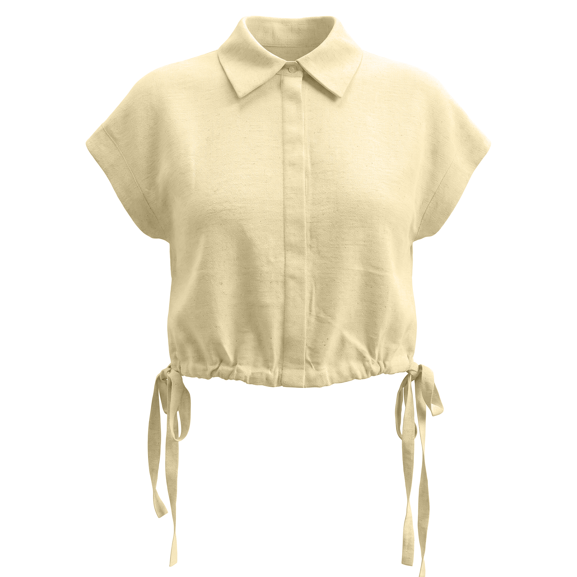 Cropped Linen Vest in Pale Yellow by E.U.X. Exclusive