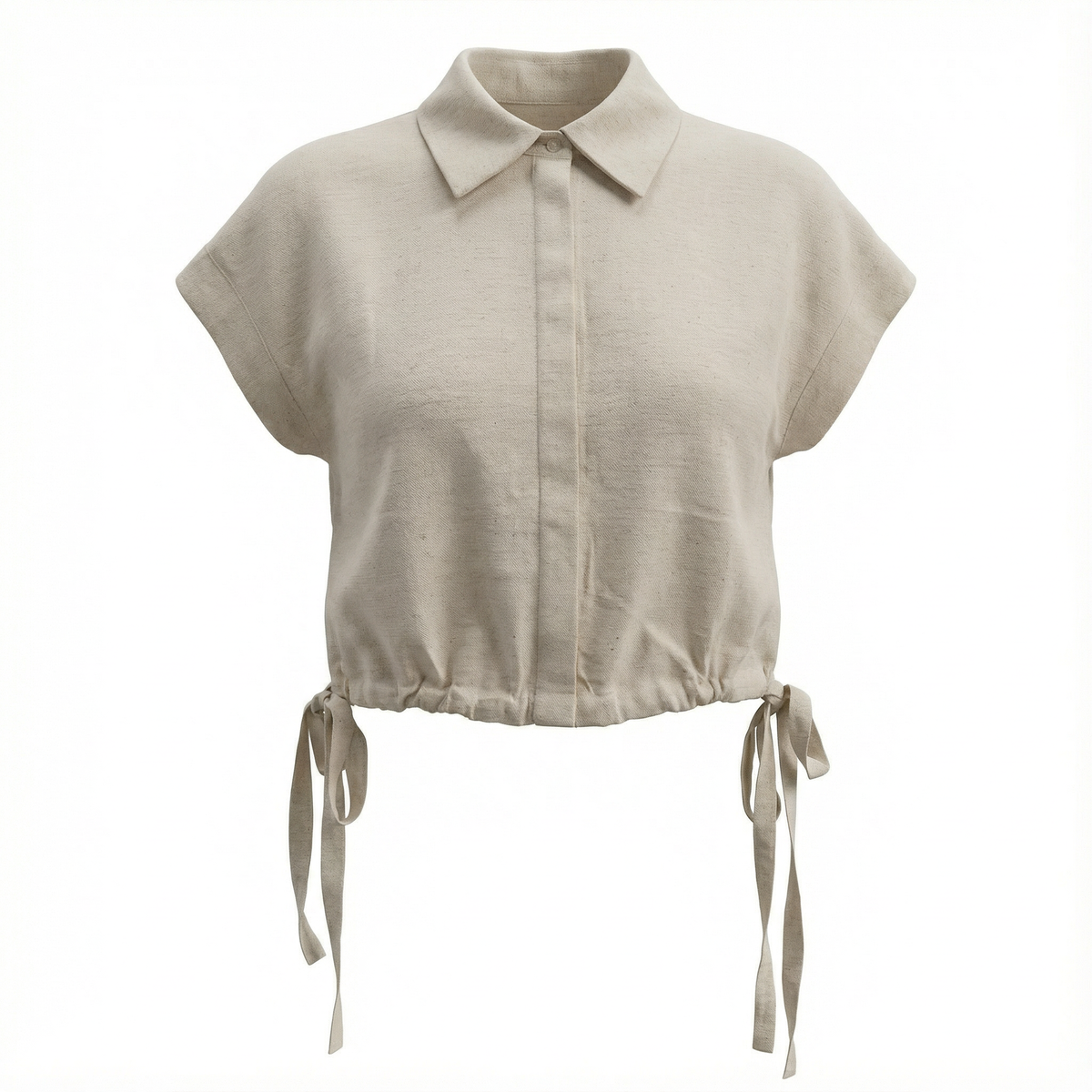 Cropped Linen Vest in Stone by E.U.X. Exclusive