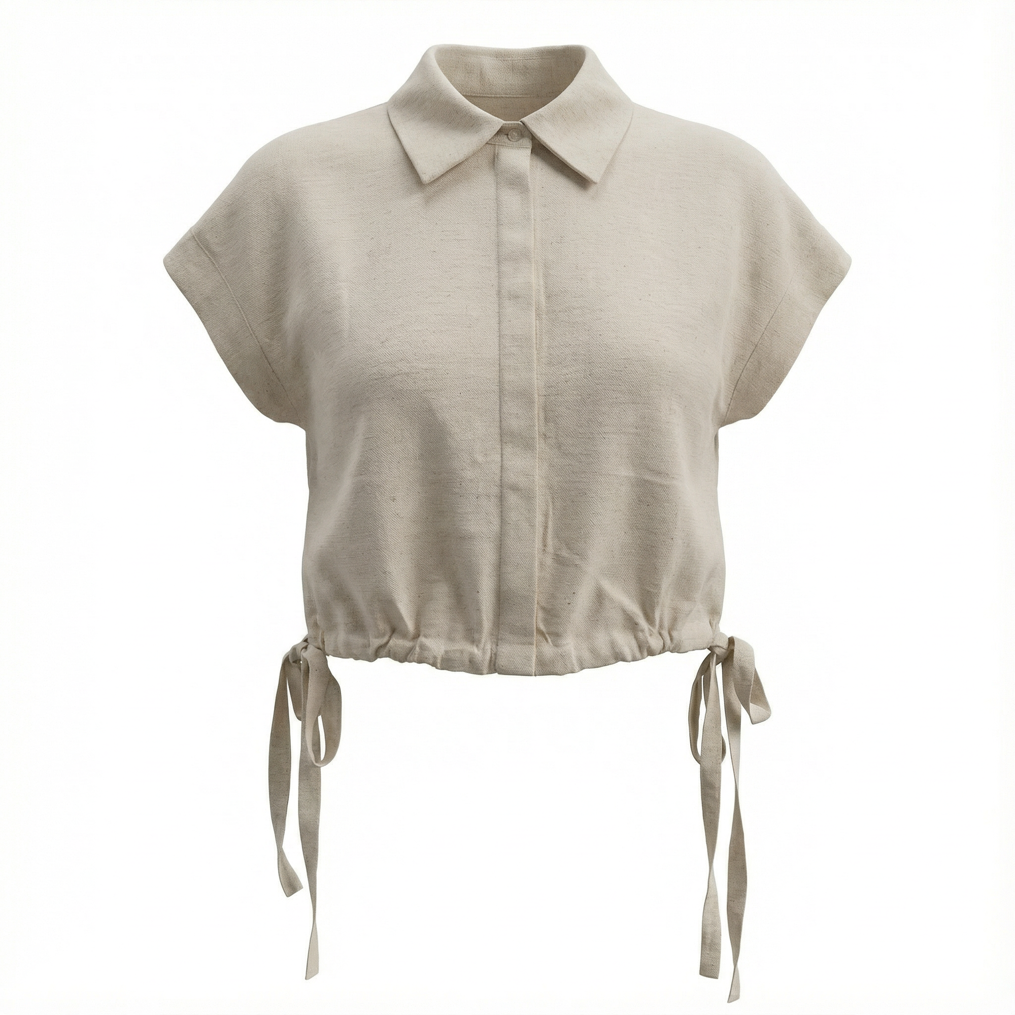 Cropped Linen Vest in Stone by E.U.X. Exclusive