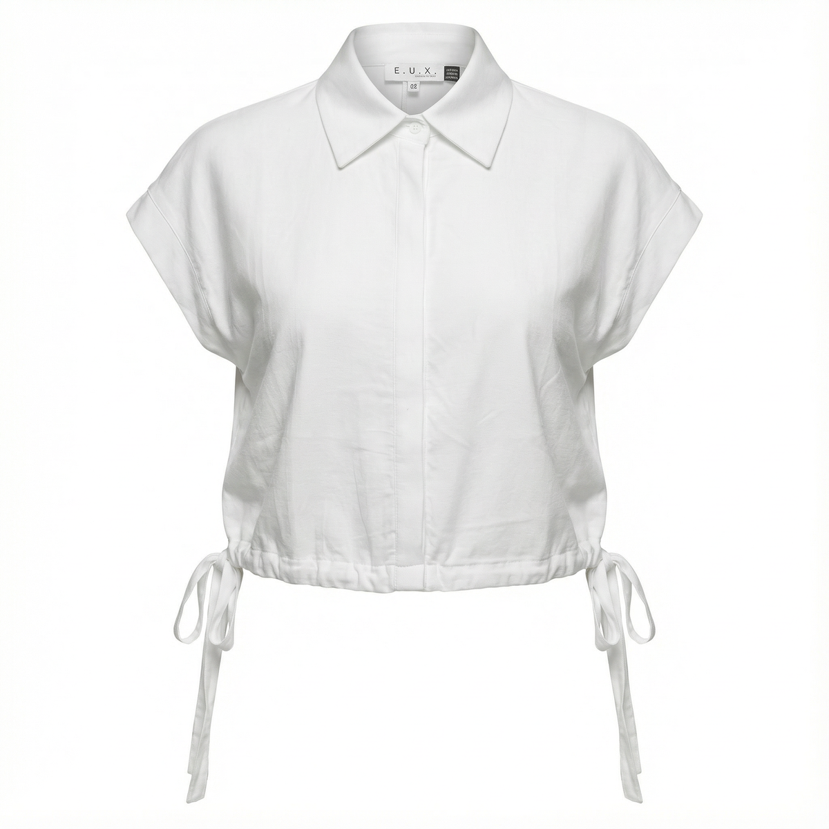 Cropped Linen Vest in White by E.U.X. Exclusive