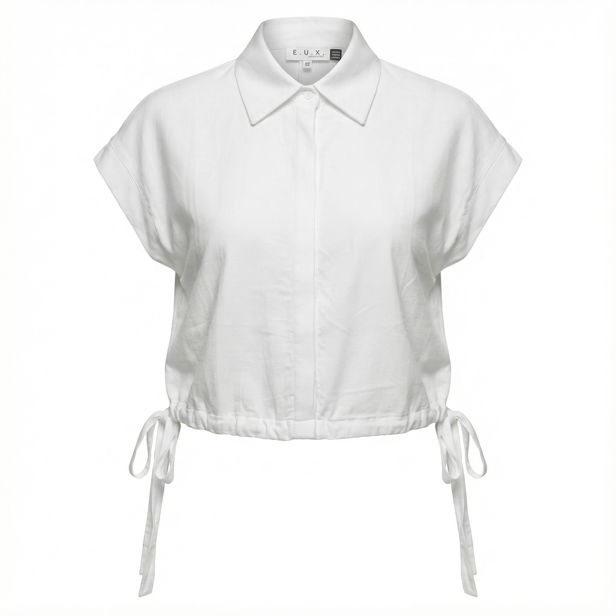 Cropped Linen Vest in White by E.U.X. Exclusive