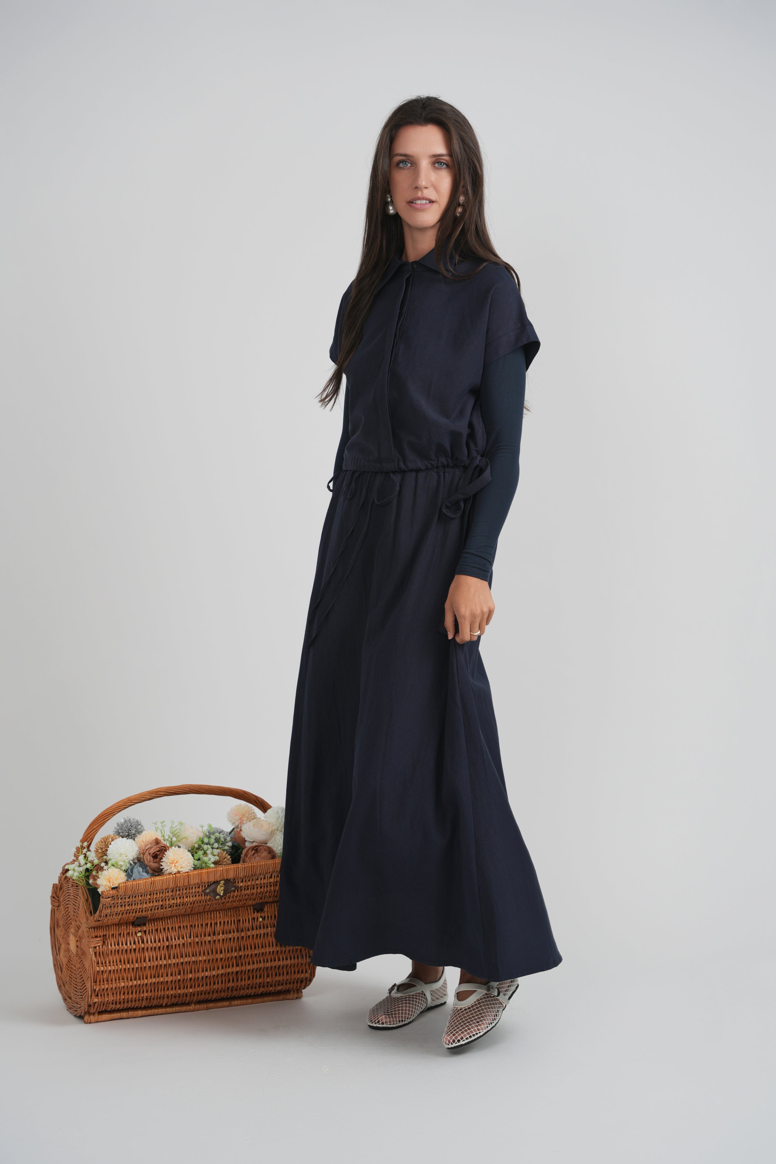 Cropped Linen Vest in by E.U.X. Exclusive