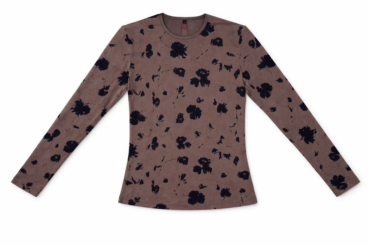 Printed Tee in Mocha by 24-Jul