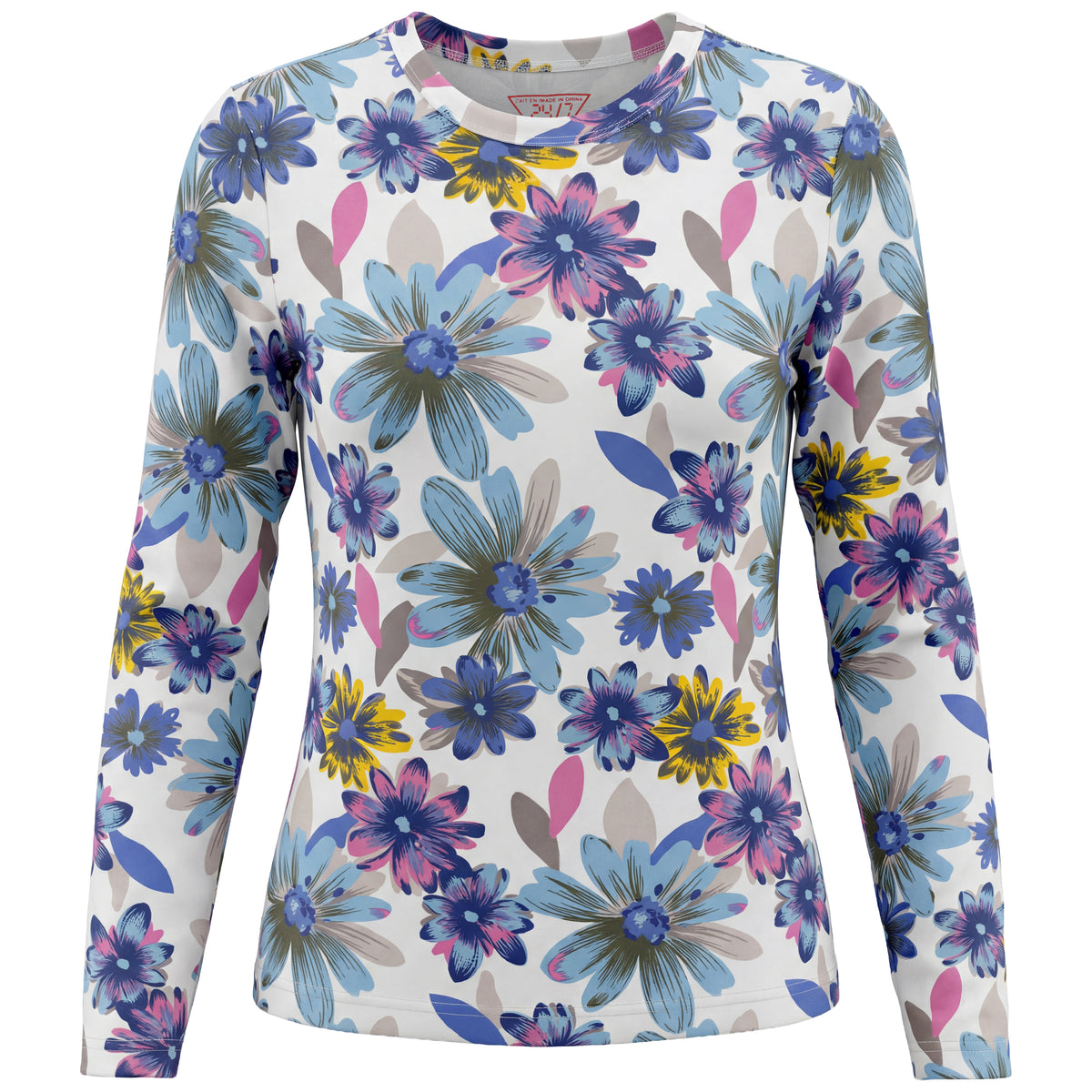 Cotton Printed Tee in White Floral by 24-Jul