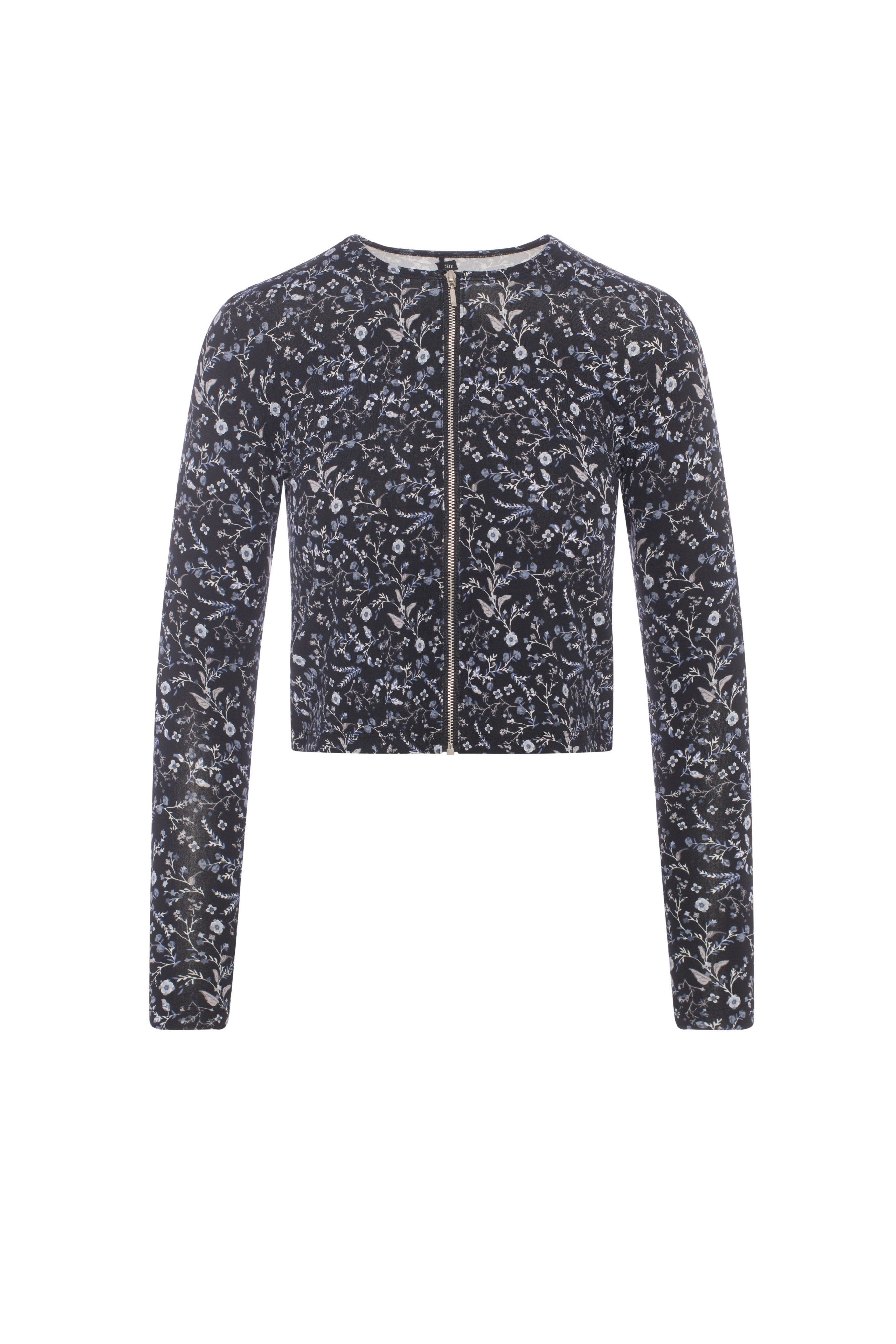 Floral Zipper Tee in Black by Riff