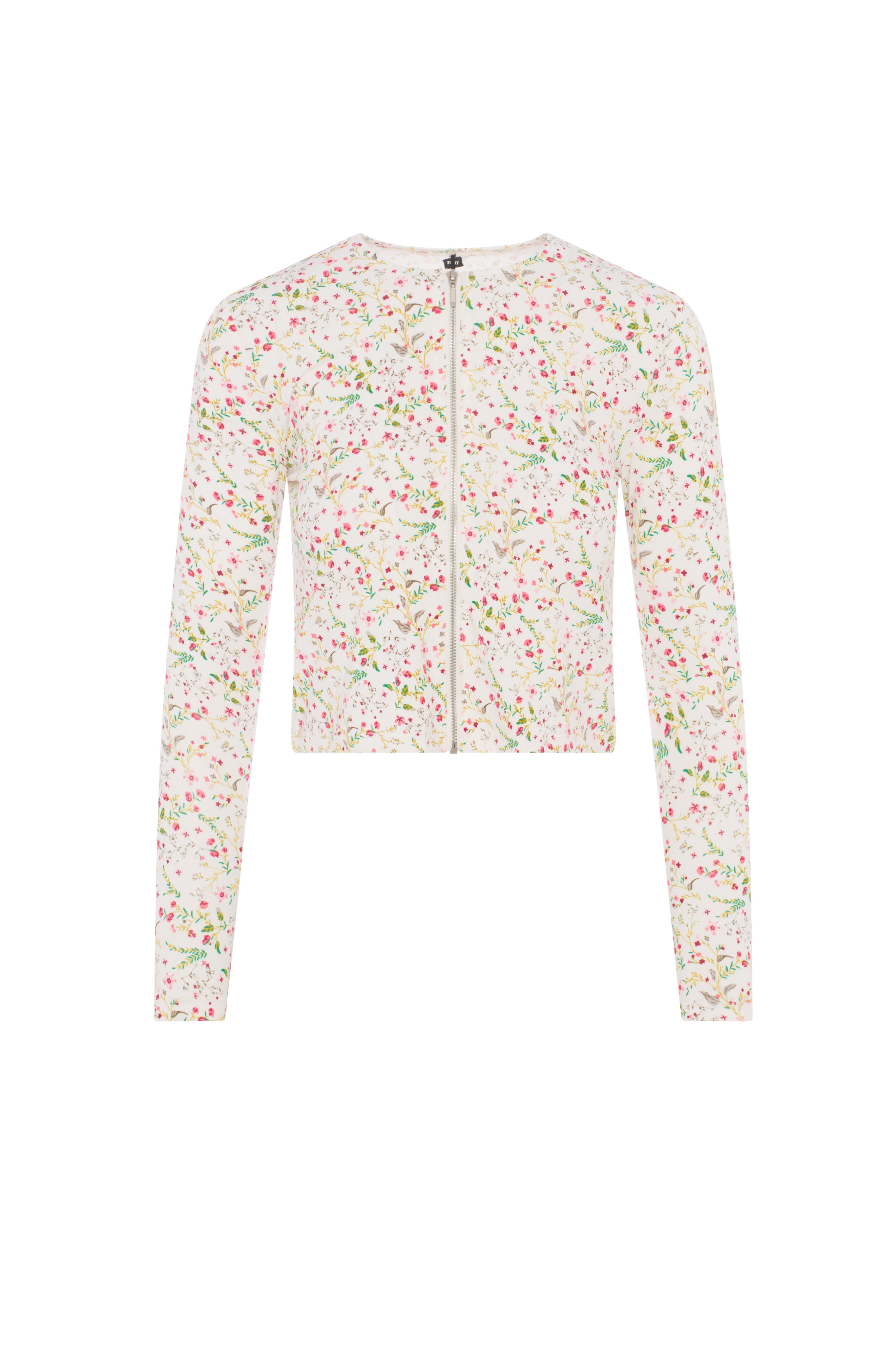 Floral Zipper Tee in White by Riff