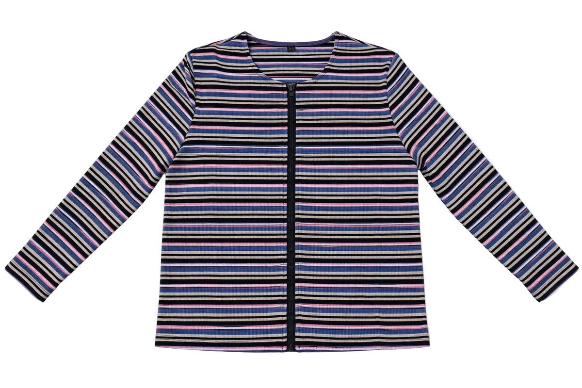 Zip Striped Tee in Denim Stone by Riff