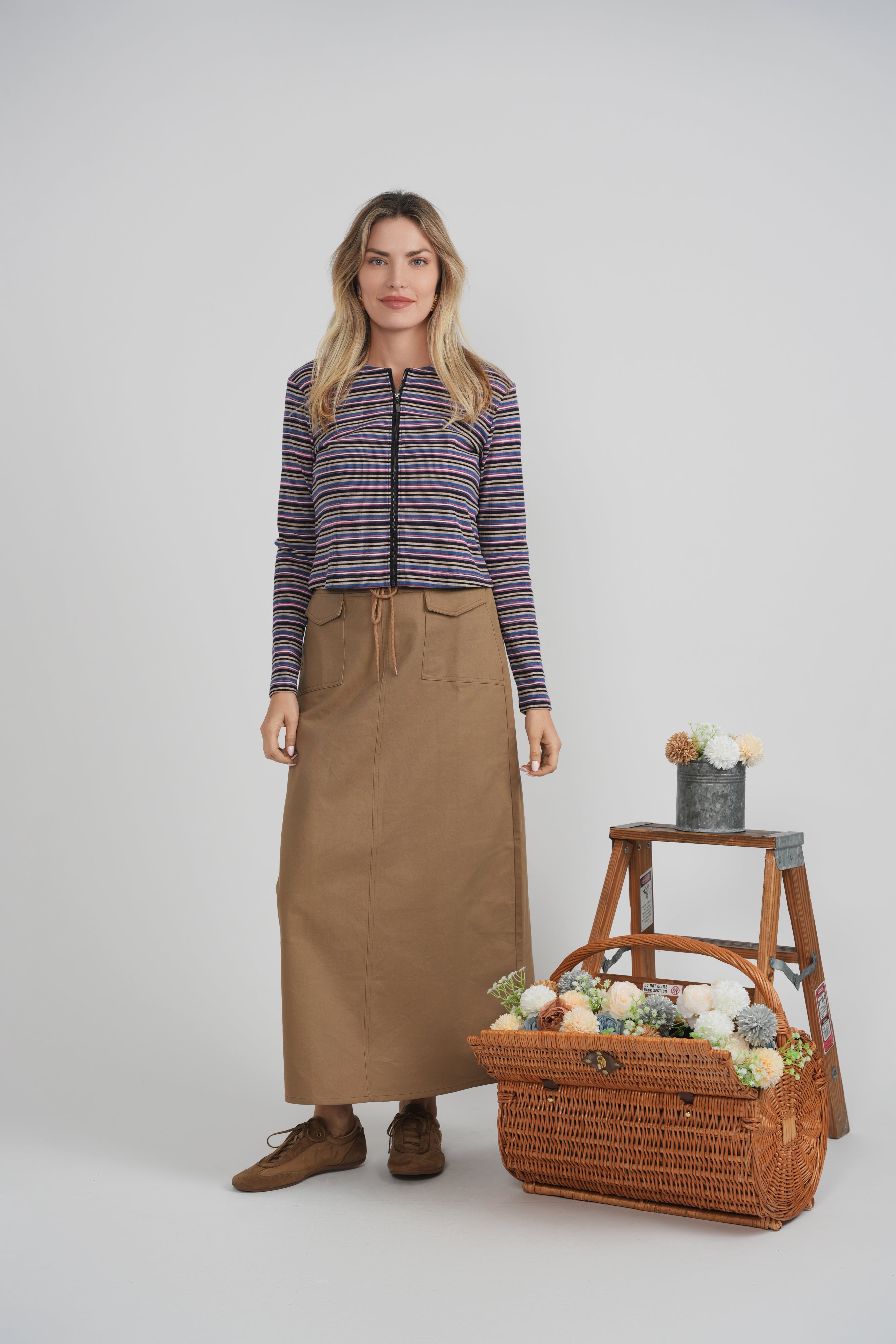 Zip Striped Tee in by Riff