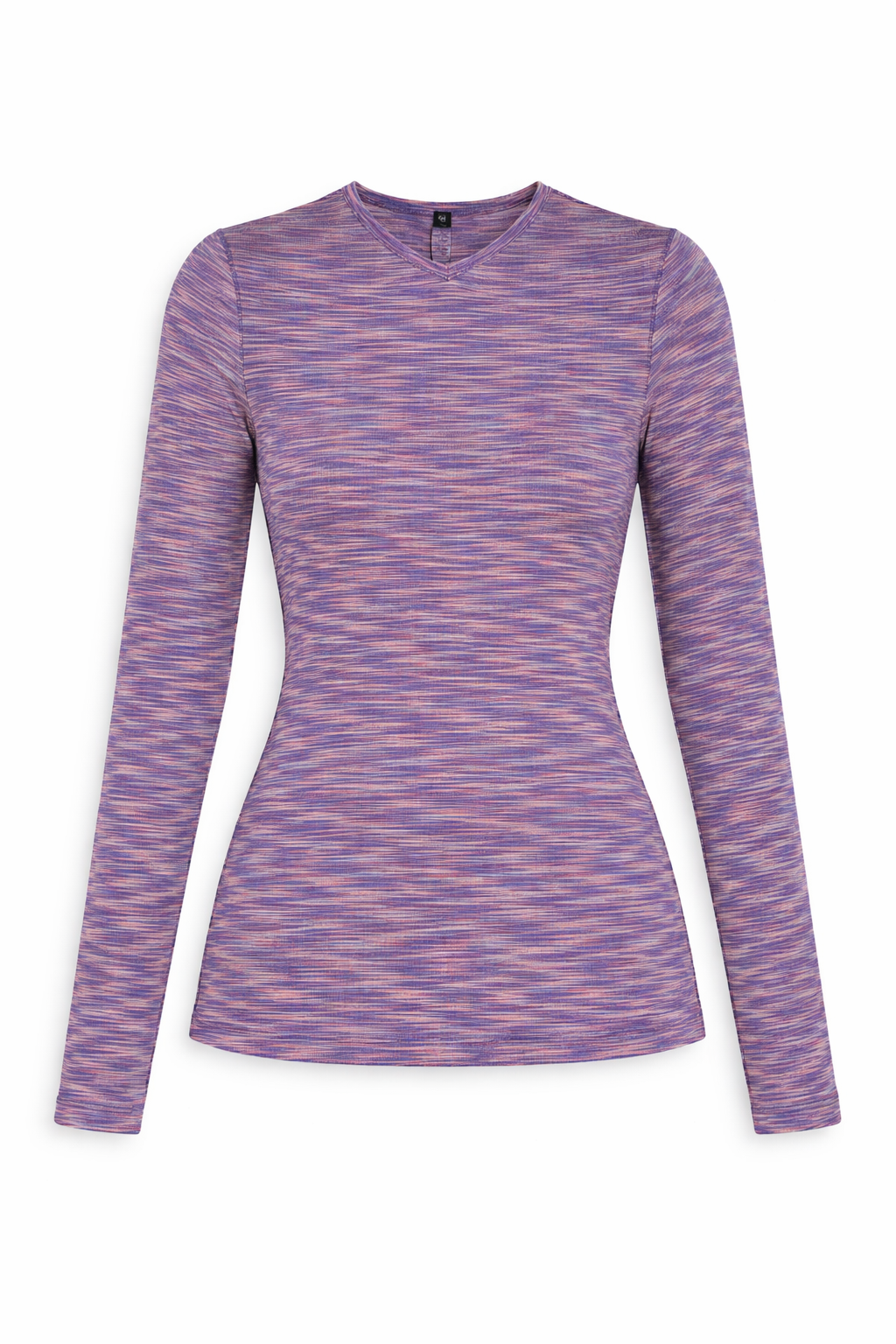 Heather Striped V Neck Tee in Blue by 24/7