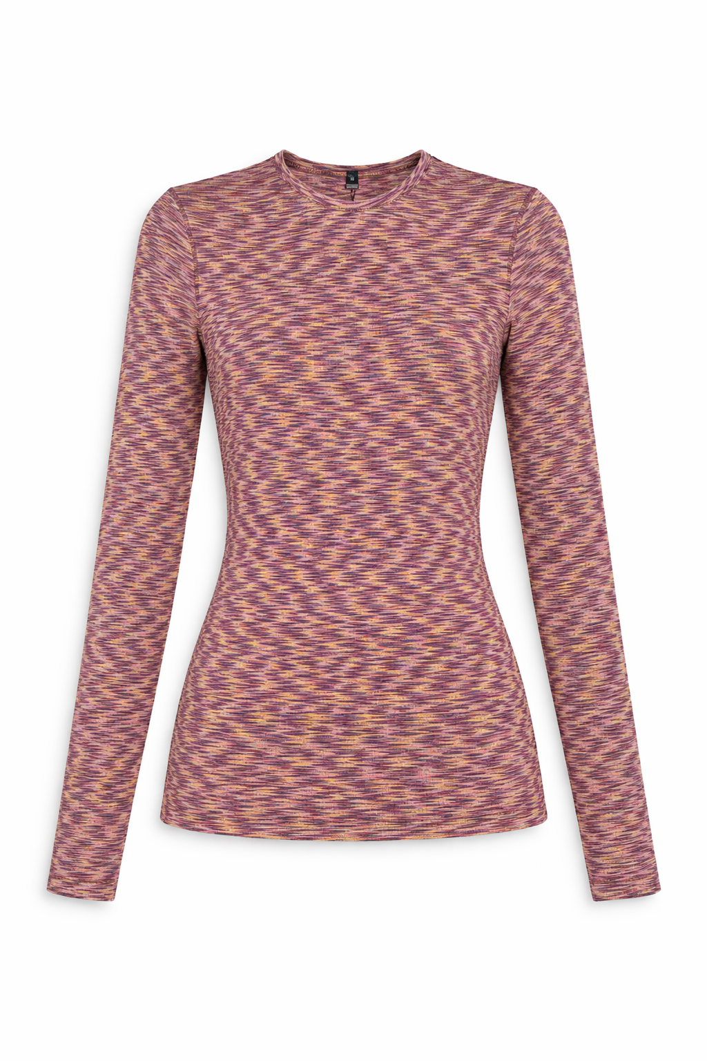 Heather Striped V Neck Tee in Plum by 24/7